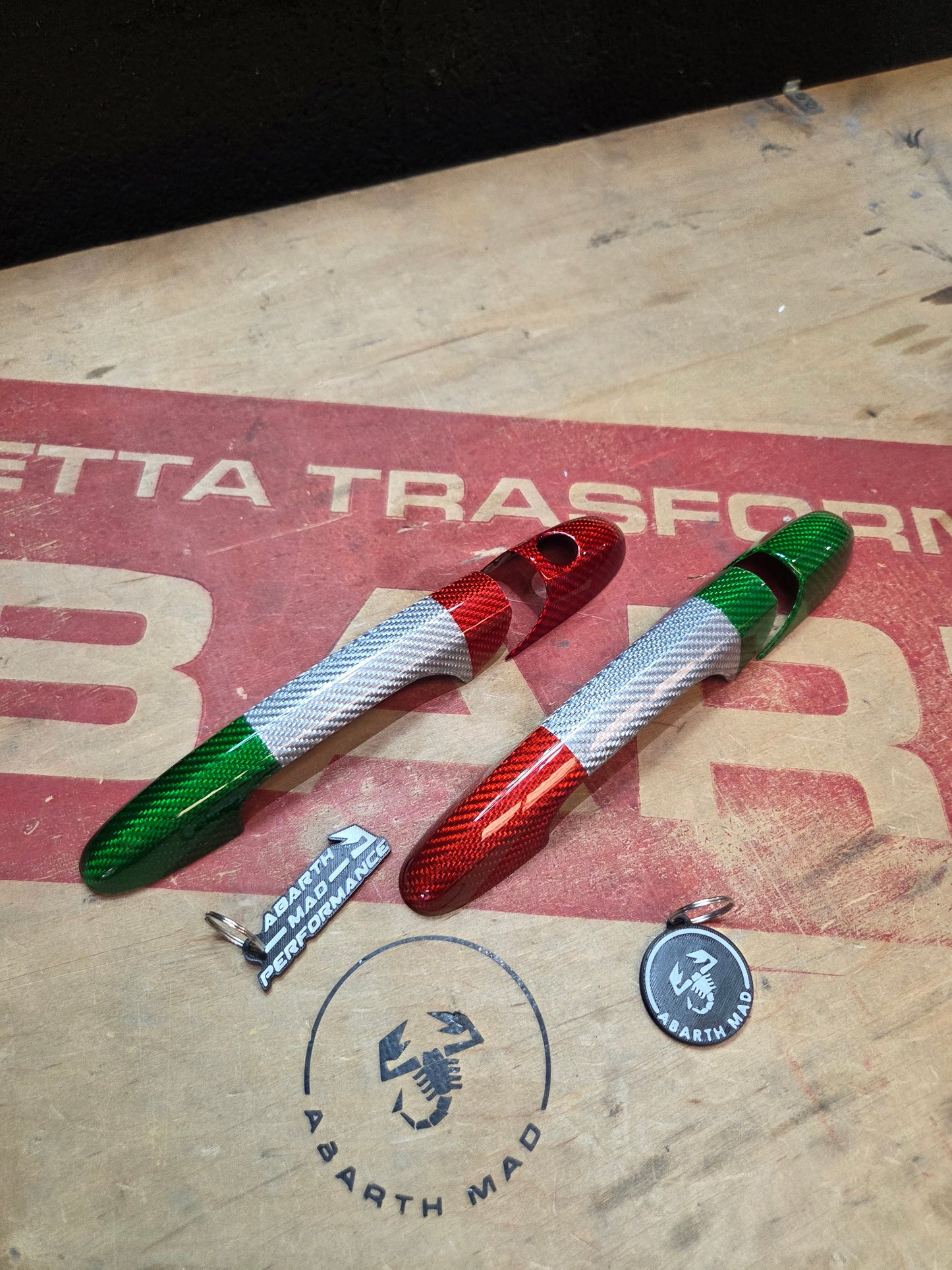 Abarth 500 595 695 Manetas Italia 🇮🇹 Cover Fibra de Carbono Door Handle 100% Real