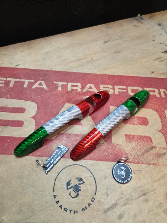 Abarth 500 595 695 Manetas Italia 🇮🇹 Cover Fibra de Carbono Door Handle 100% Real