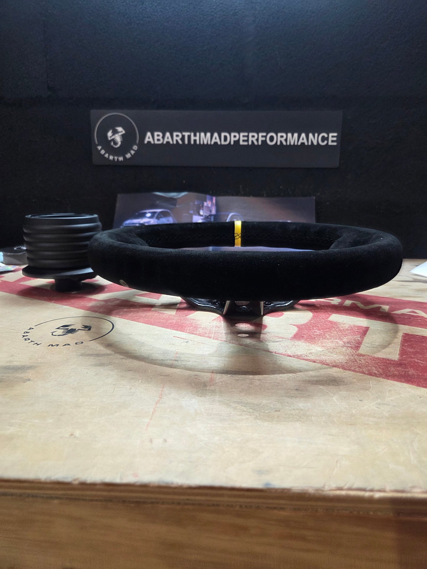 Abarth Kit Volante Steering Wheel desplazado 90° Carbono RRS y Piña Racing Específica + Hub