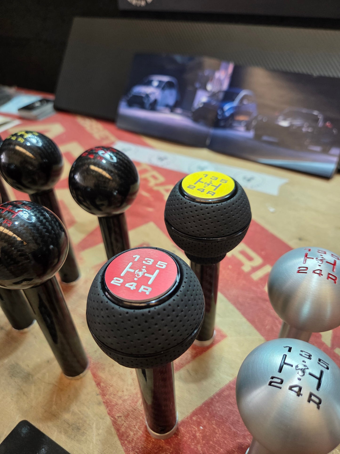 Abarth Imitation Leather Knob Ball + Carbon or Aluminum Customized