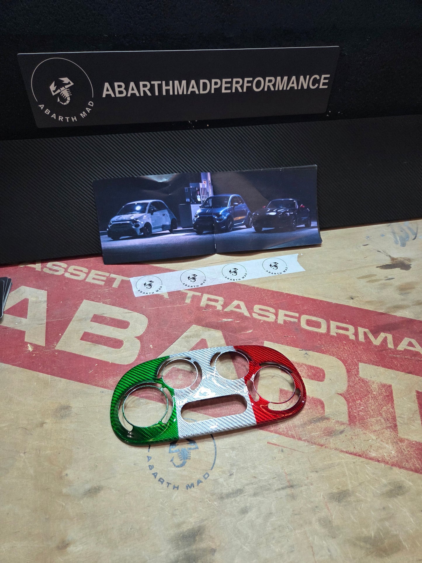 Abarth Cover Fibra de Carbono Italia 🇮🇹 Aire Acondicionado A/C Manual (no clima)