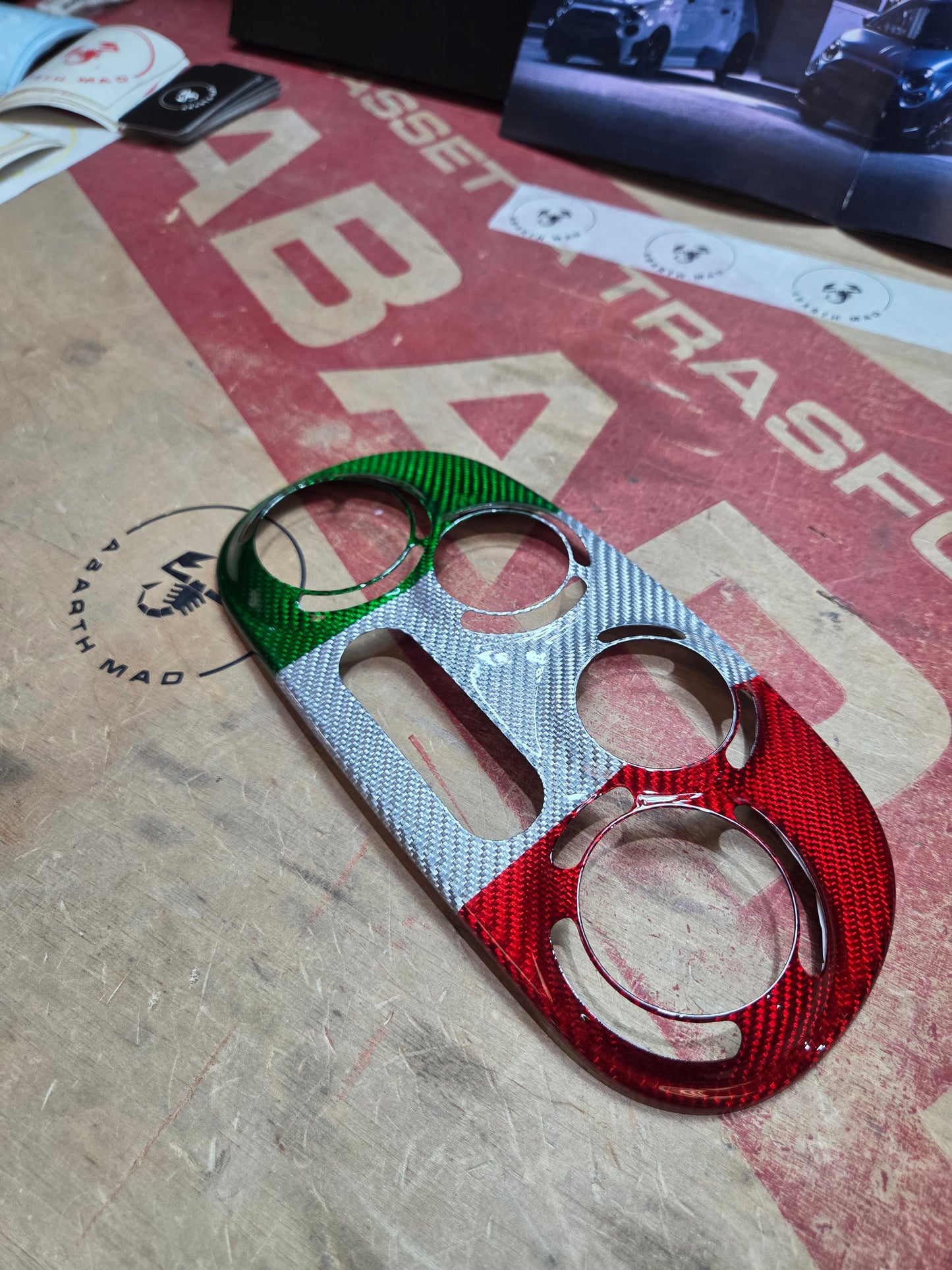 Abarth Cover Fibra de Carbono Italia 🇮🇹 Aire Acondicionado A/C Manual (no clima)