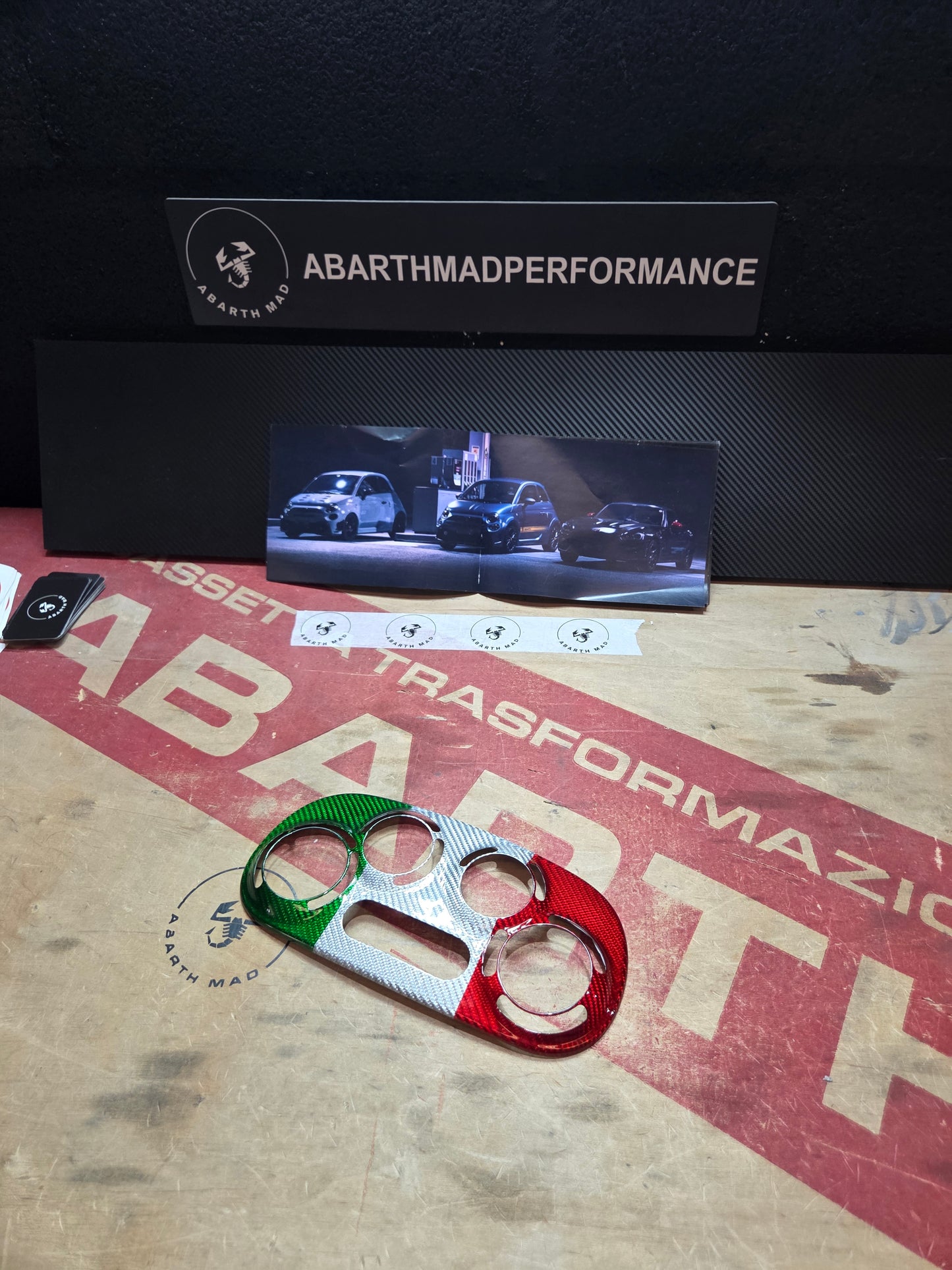 Abarth Cover Fibra de Carbono Italia 🇮🇹 Aire Acondicionado A/C Manual (no clima)
