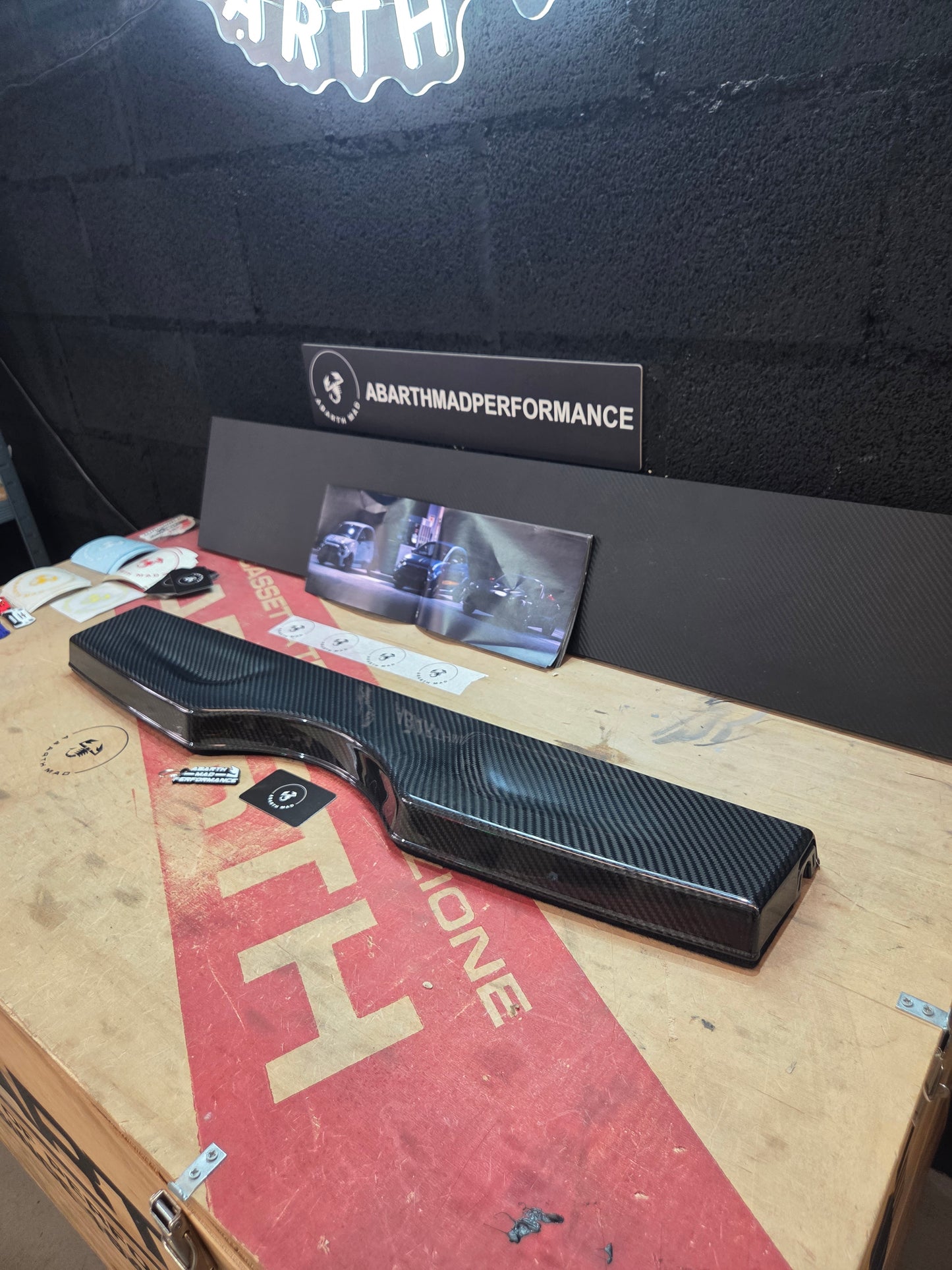 Abarth 500 595 695 Bandeja Maletero Cover Fibra de Carbono 100% Real Carbon Rear Storage rack