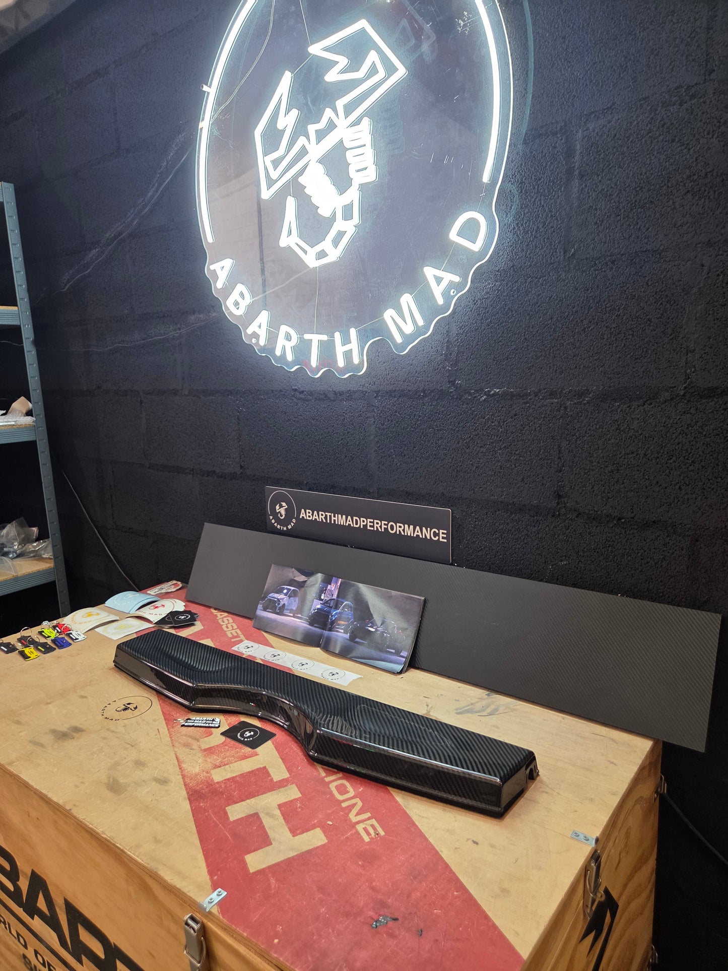 Abarth 500 595 695 Bandeja Maletero Cover Fibra de Carbono 100% Real Carbon Rear Storage rack