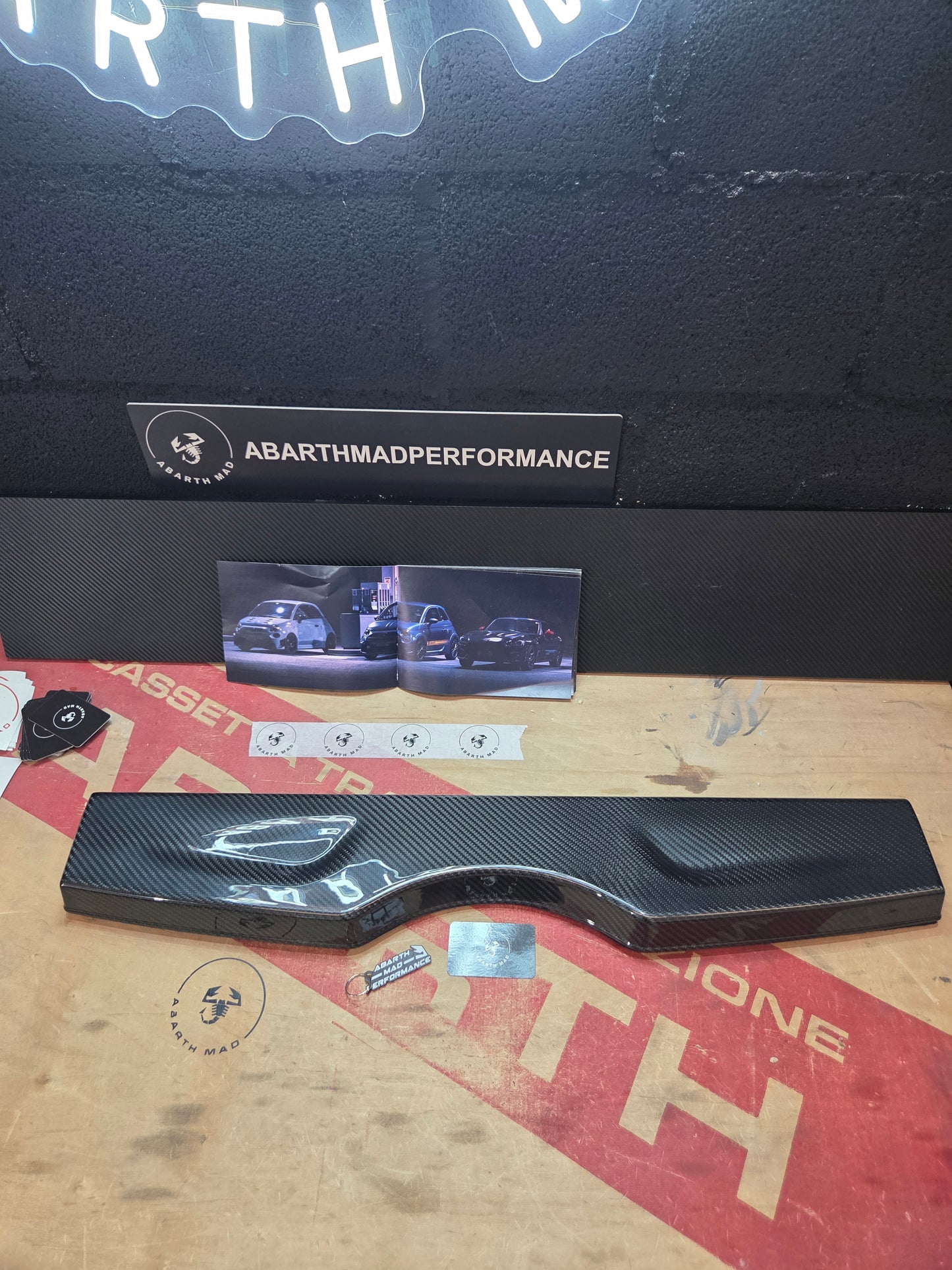 Abarth 500 595 695 Bandeja Maletero Cover Fibra de Carbono 100% Real Carbon Rear Storage rack