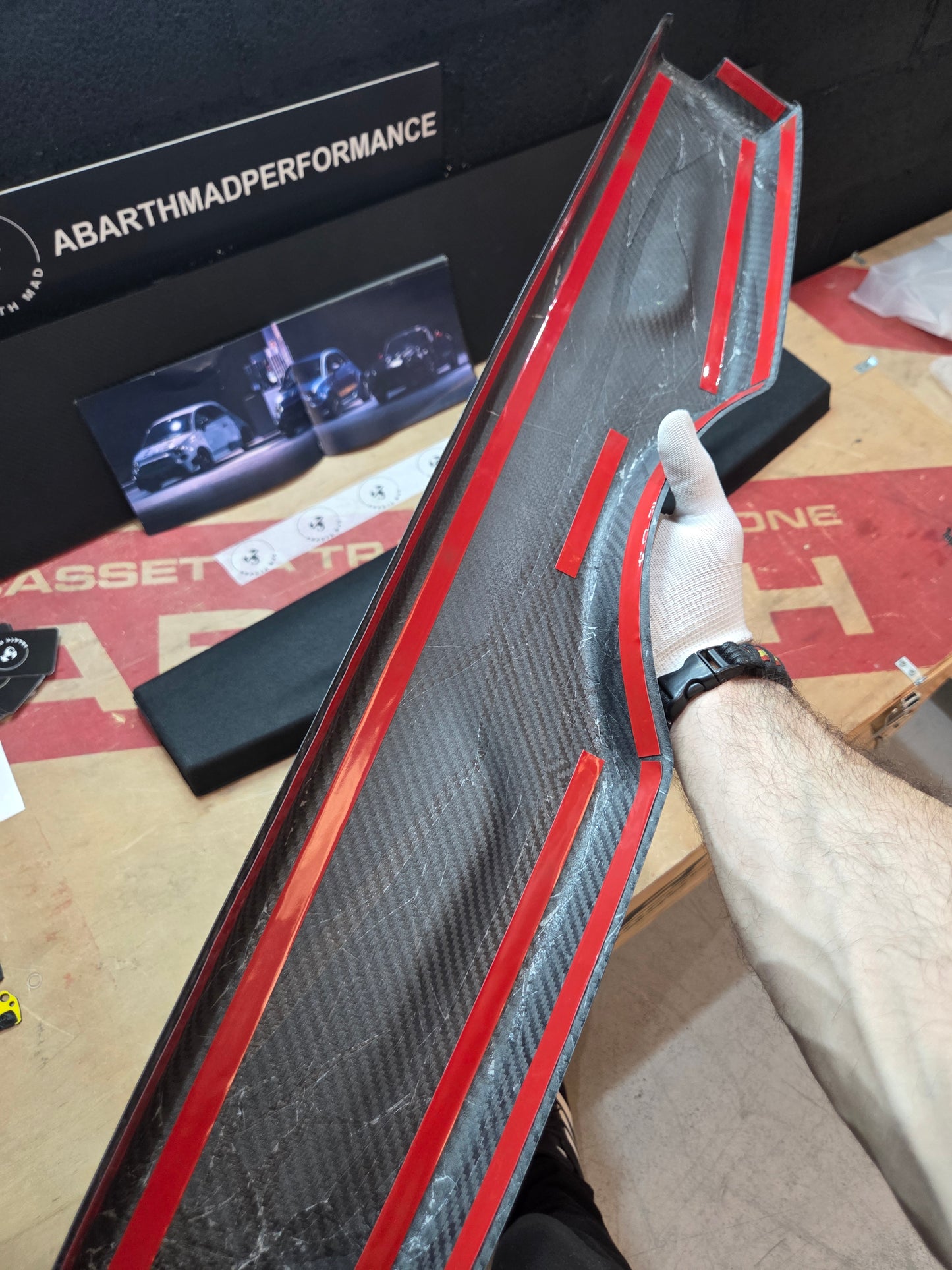 Abarth 500 595 695 Bandeja Maletero Cover Fibra de Carbono 100% Real Carbon Rear Storage rack