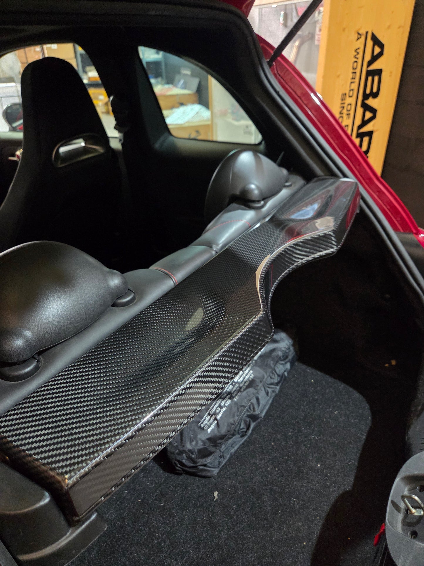 Abarth 500 595 695 Bandeja Maletero Cover Fibra de Carbono 100% Real Carbon Rear Storage rack
