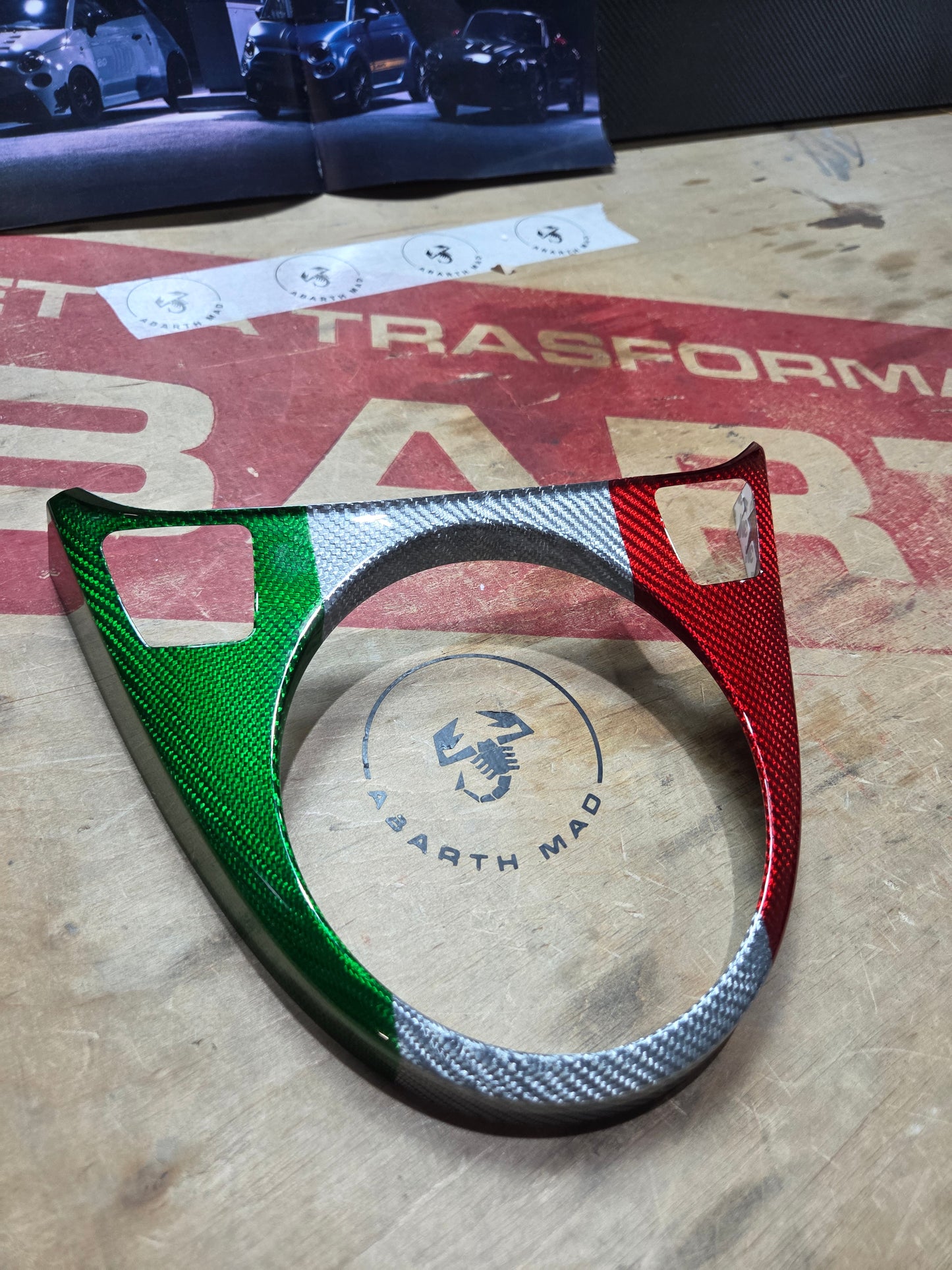 Abarth 2008-2016 Pre Restyling Pre Facelit Cover Cambio Carbono Italia 🇮🇹 Carbon Fiber Gearbox Surround