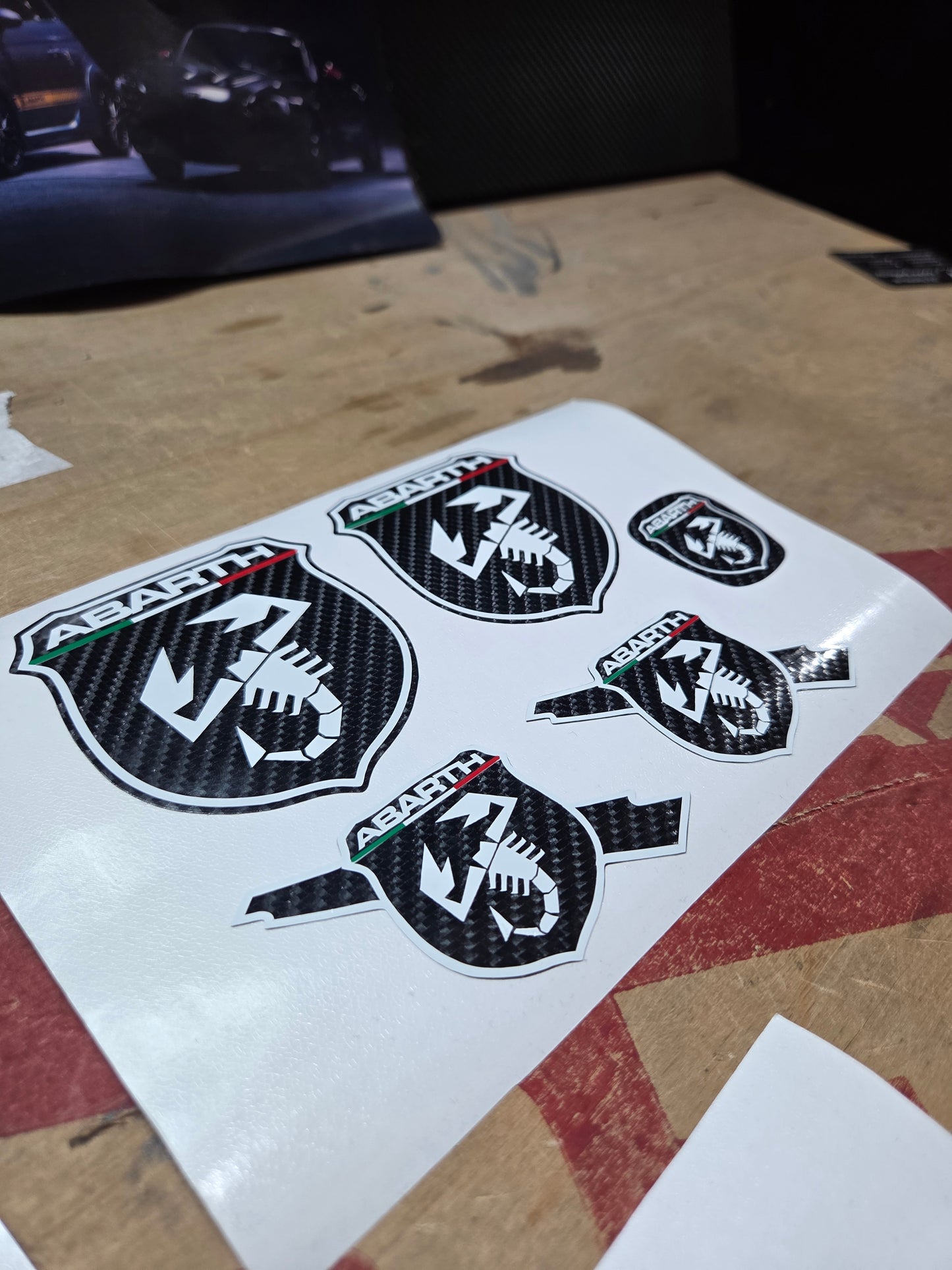 Abarth Carbon Kit Logos Vinilo Emblemas Copri (5 vinilos)
