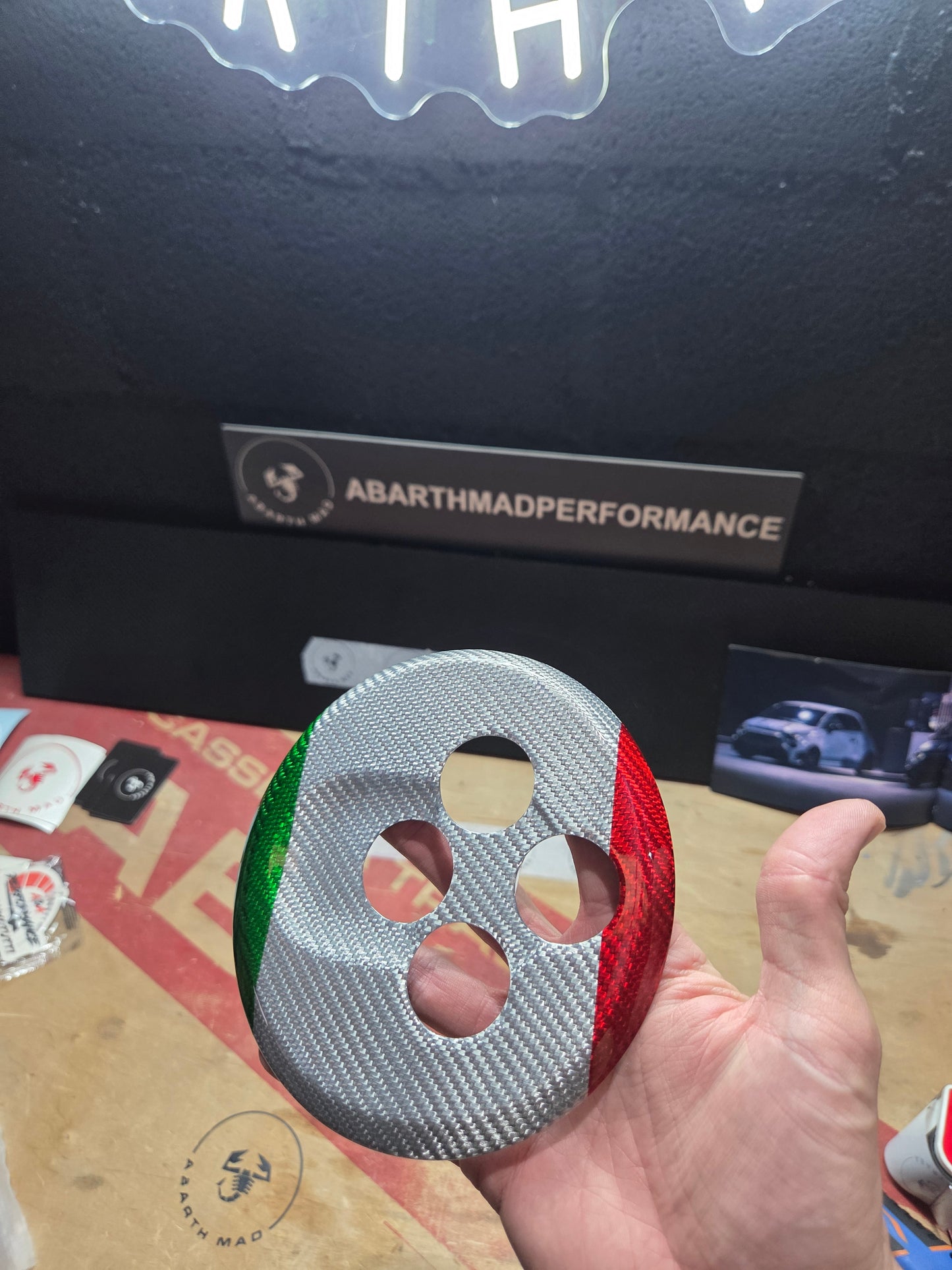 Abarth Cover Cambio MTA Gearbox Caja Automática Carbon Fiber Italia 🇮🇹 100% Real