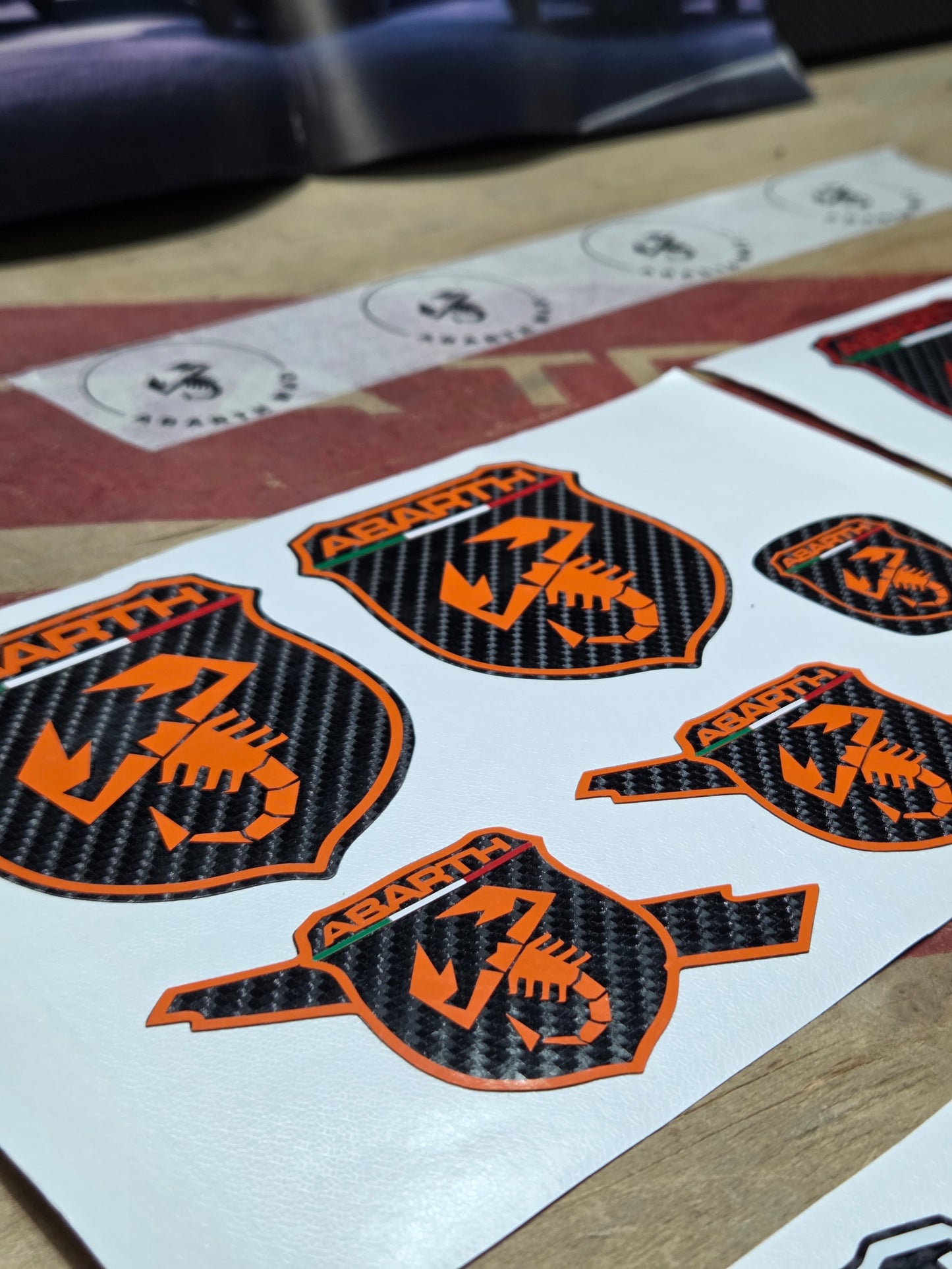 Abarth Carbon Kit Logos Vinilo Emblemas Copri (5 vinilos)