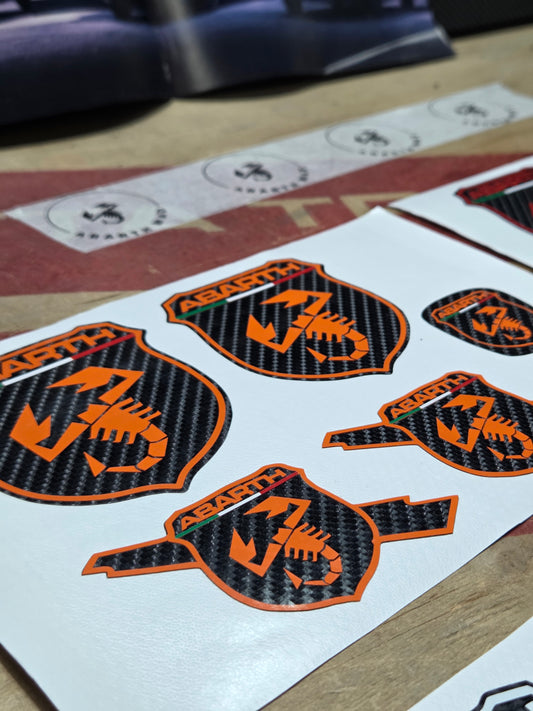 Abarth Carbon Kit Logos Vinilo Emblemas Copri (5 vinilos)