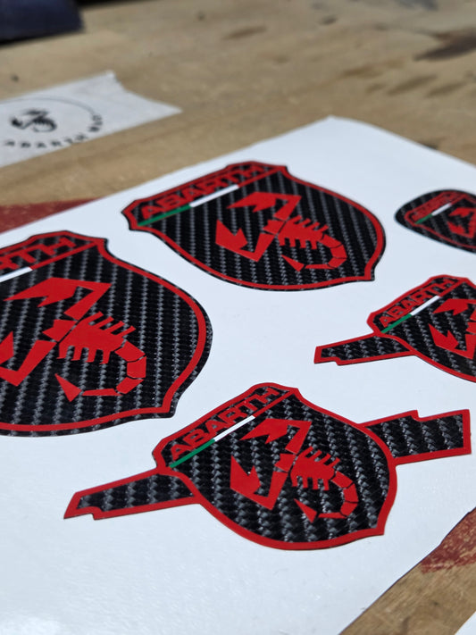 Abarth Carbon Kit Logos Vinilo Emblemas Copri (5 vinilos)