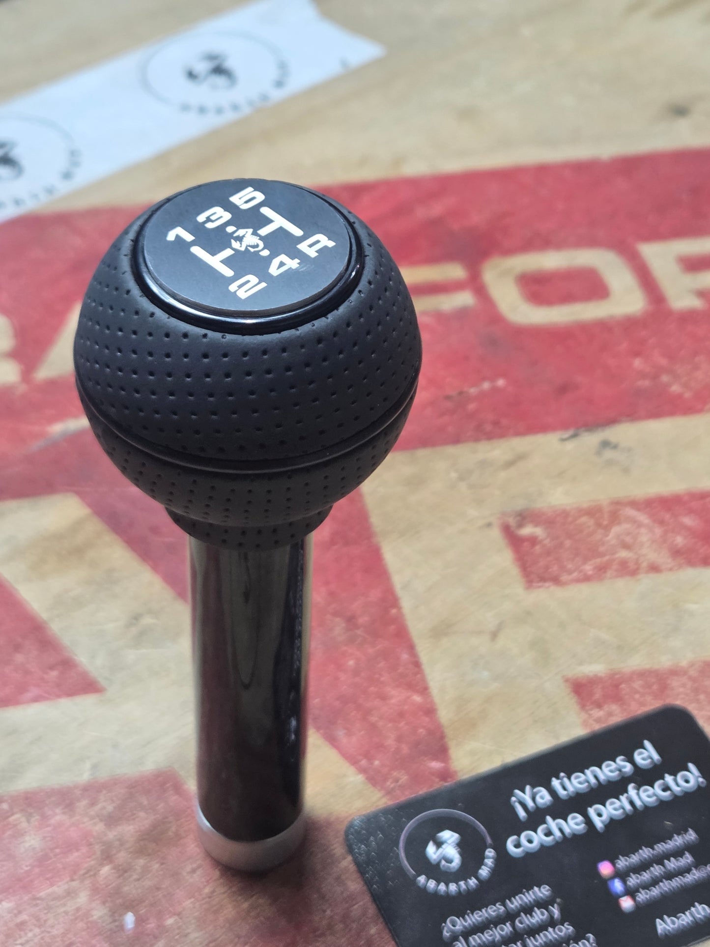 Abarth Imitation Leather Knob Ball + Carbon or Aluminum Customized