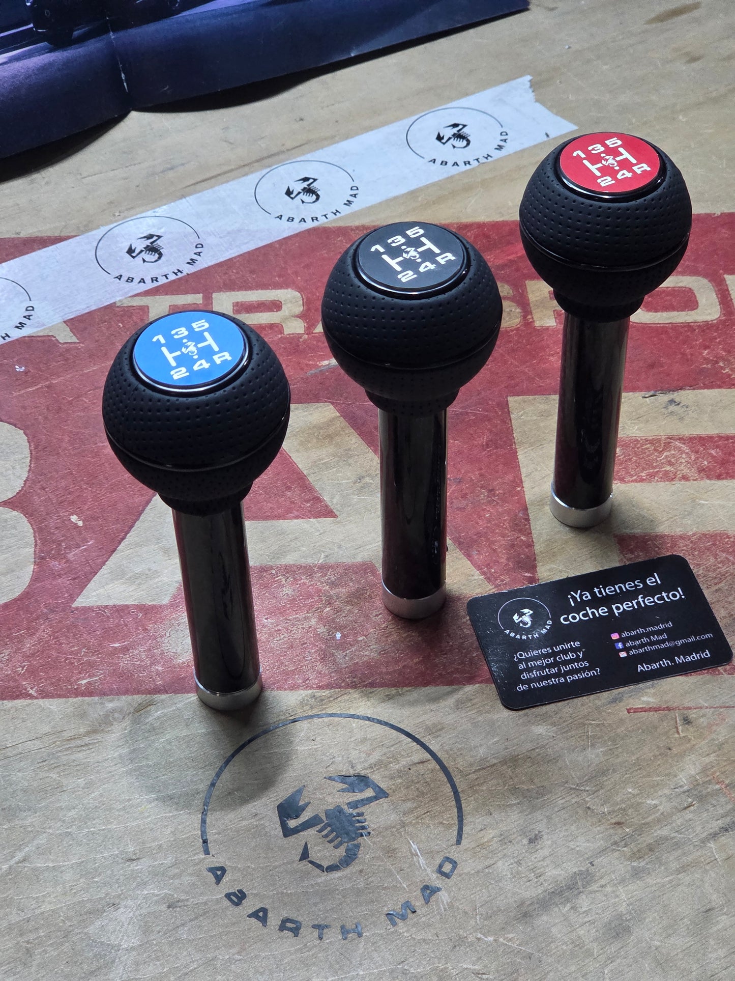 Abarth Imitation Leather Knob Ball + Carbon or Aluminum Customized