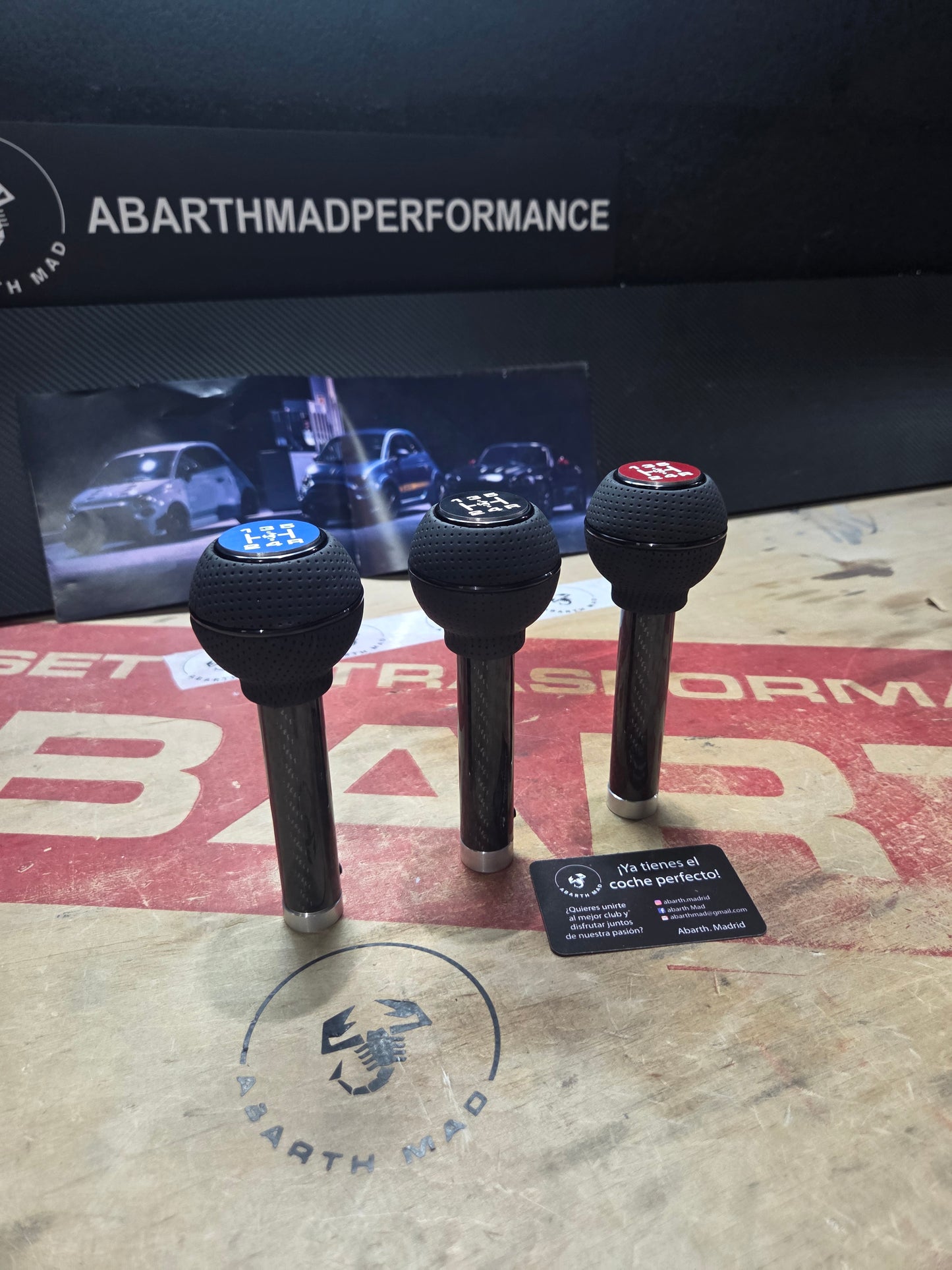 Abarth Imitation Leather Knob Ball + Carbon or Aluminum Customized