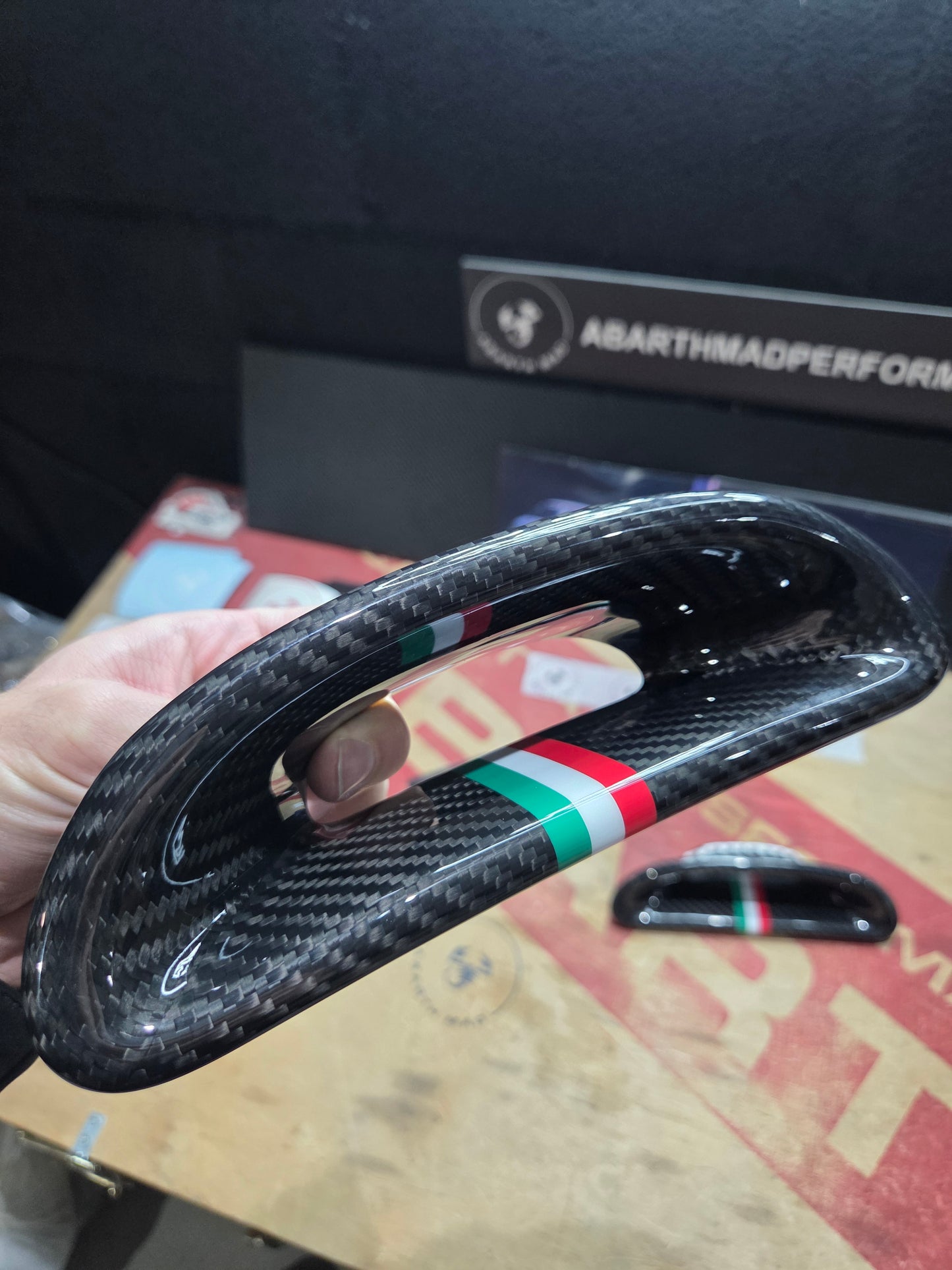 Abarth Fibra de Carbono Cover Reposacabezas Asientos OEM No Sabelt Headrest Seats (4 piezas)