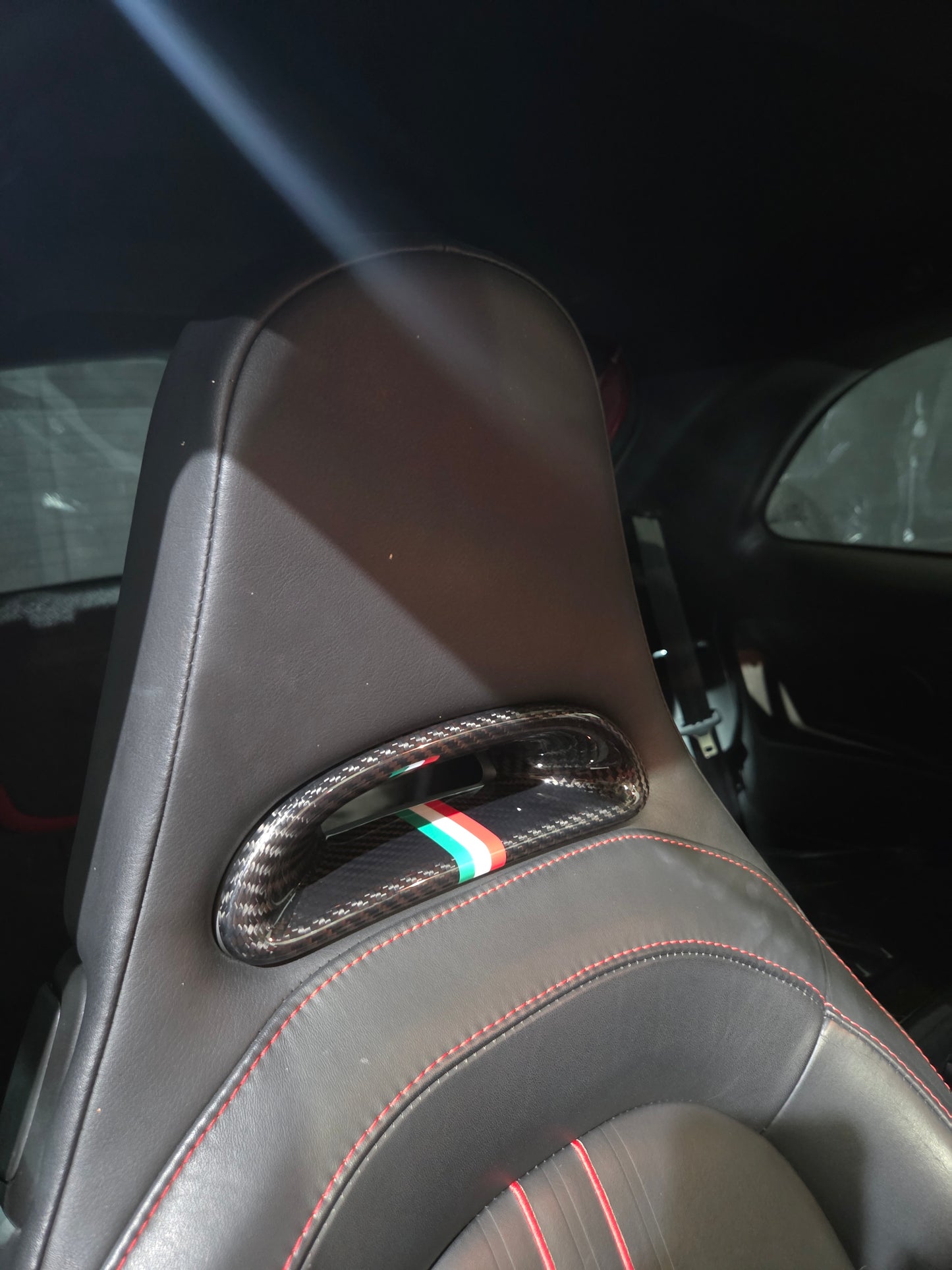 Abarth Fibra de Carbono Cover Reposacabezas Asientos OEM No Sabelt Headrest Seats (4 piezas)