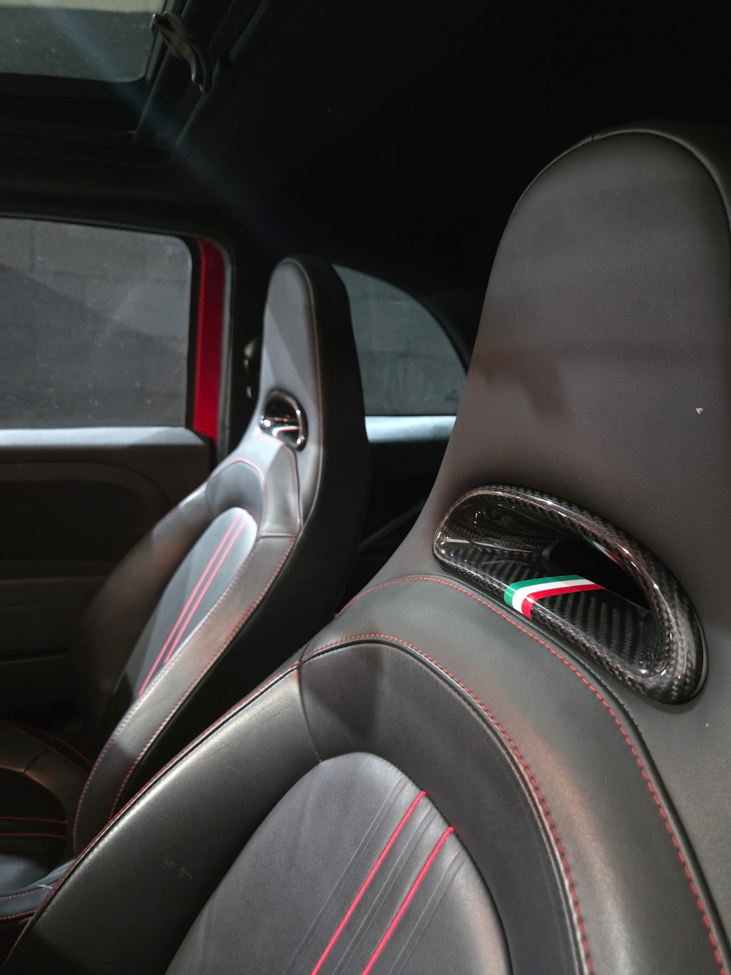 Abarth Fibra de Carbono Cover Reposacabezas Asientos OEM No Sabelt Headrest Seats (4 piezas)