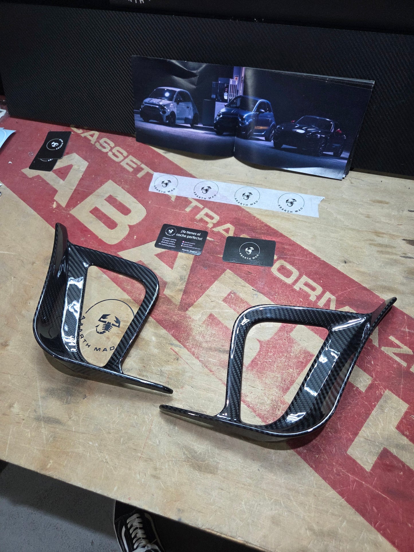 Abarth 2016+ Restyling Carbon Fiber Flap Canard Side Grille Extreme Rejilla Lateral Alerones