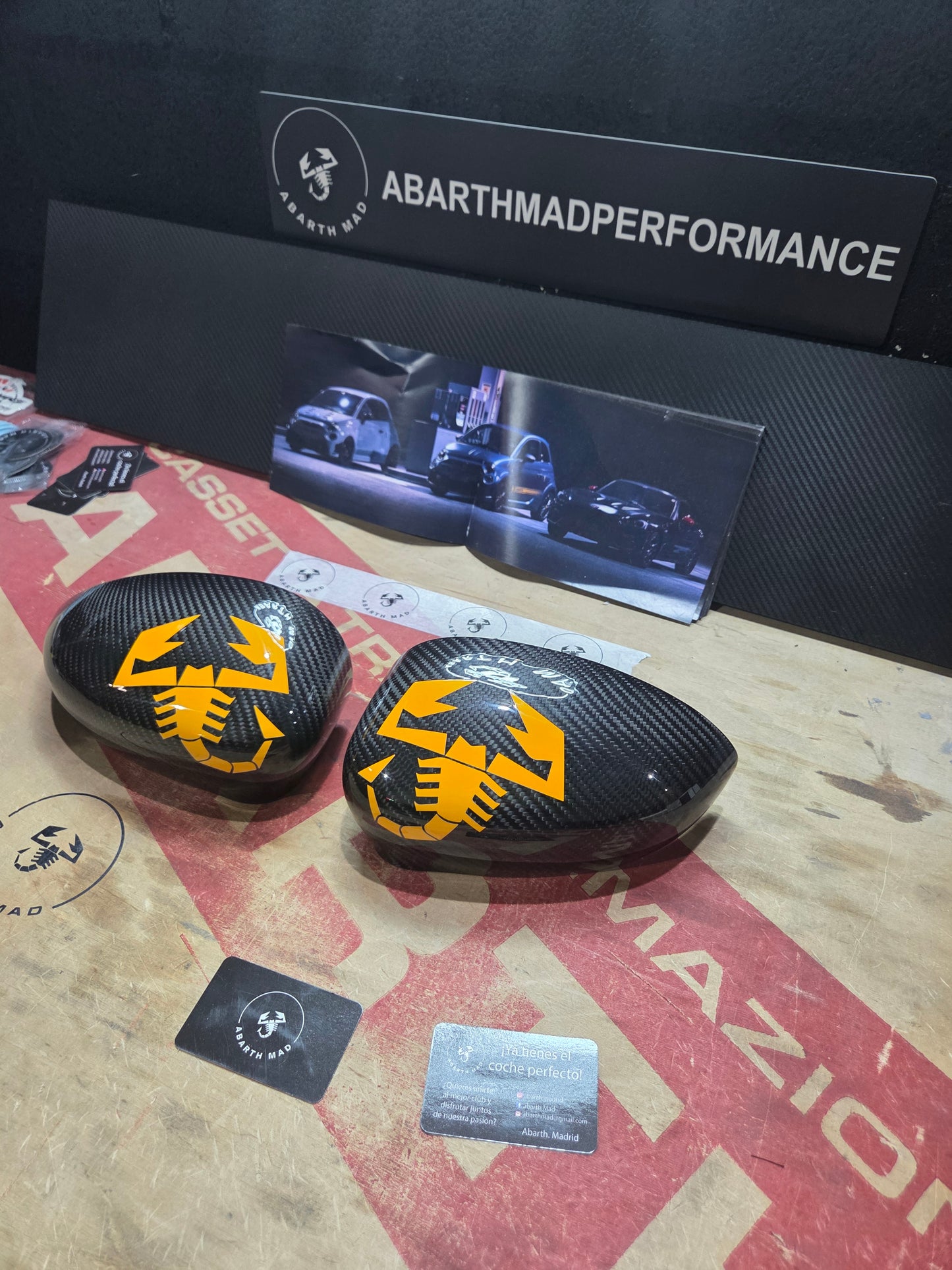 Abarth Fiat Carcasa Retrovisores Espejos Mirror Fibra de Carbono Vinilo Lacado