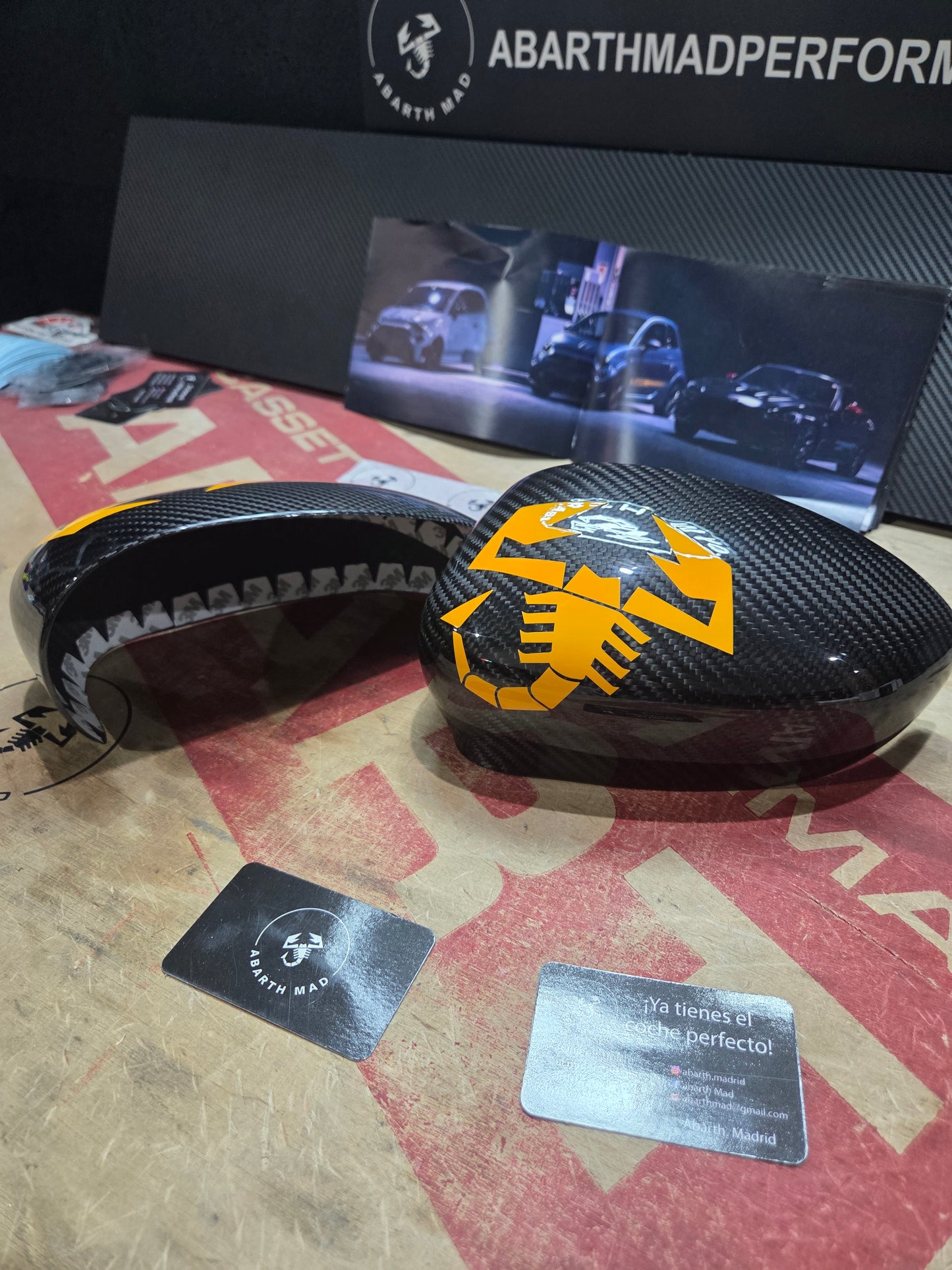 Abarth Fiat Carcasa Retrovisores Espejos Mirror Fibra de Carbono Vinilo Lacado