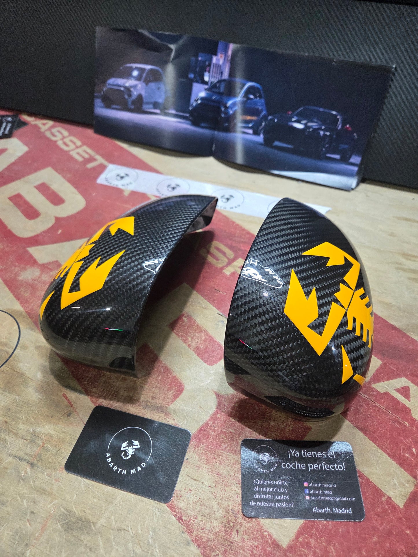 Abarth Fiat Carcasa Retrovisores Espejos Mirror Fibra de Carbono Vinilo Lacado