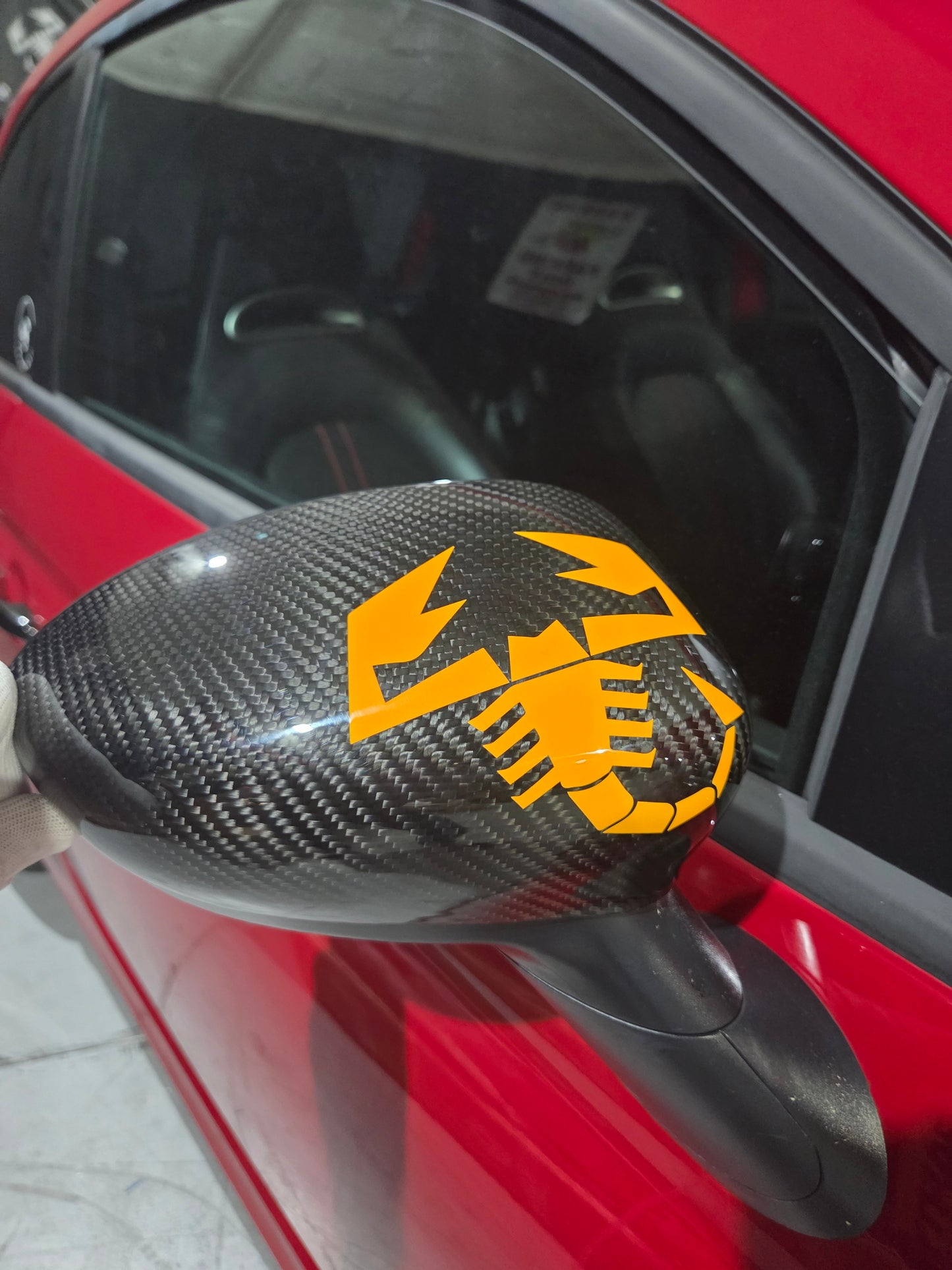 Abarth Fiat Carcasa Retrovisores Espejos Mirror Fibra de Carbono Vinilo Lacado