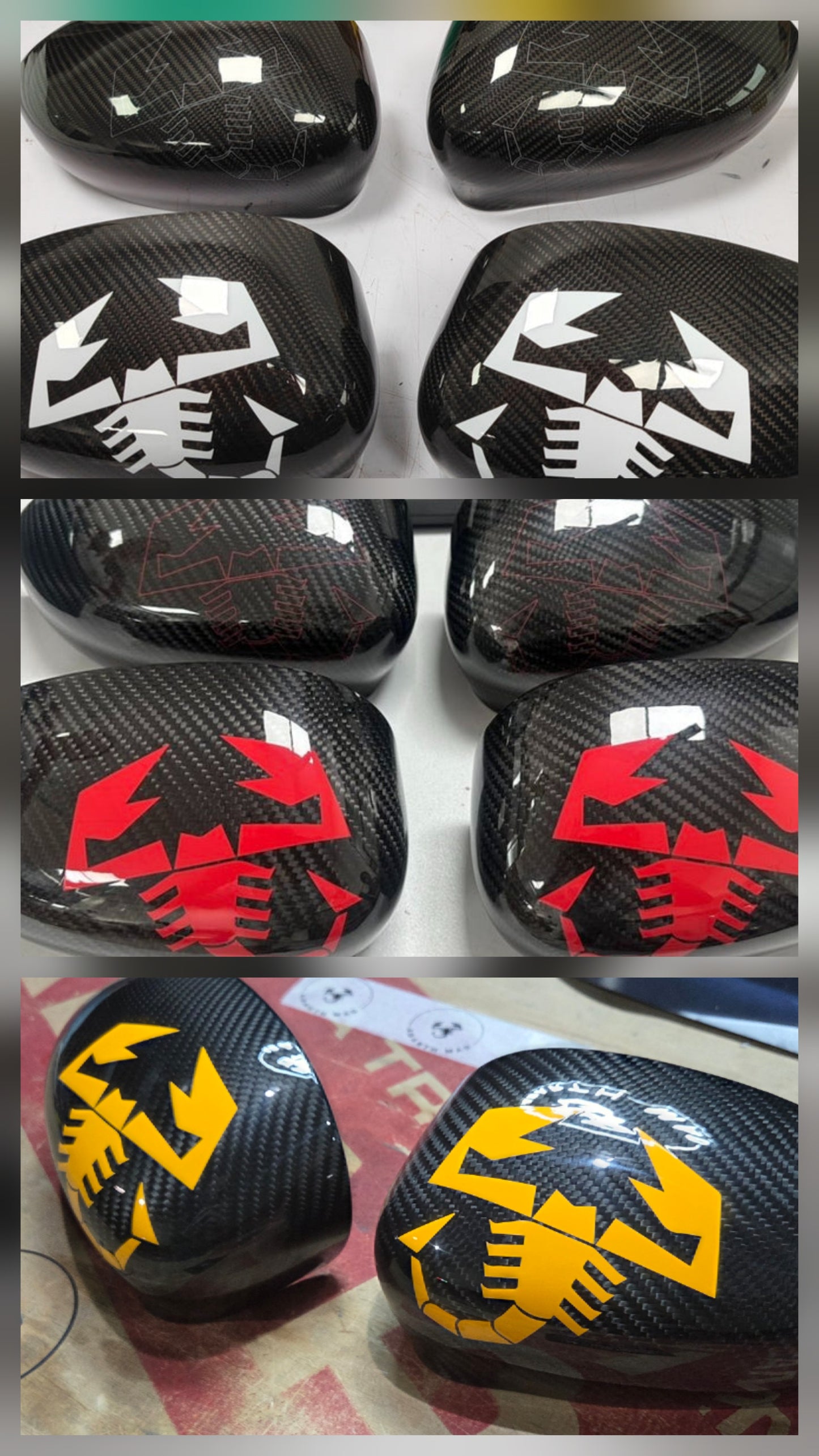 Abarth Fiat Carcasa Retrovisores Espejos Mirror Fibra de Carbono Vinilo Lacado