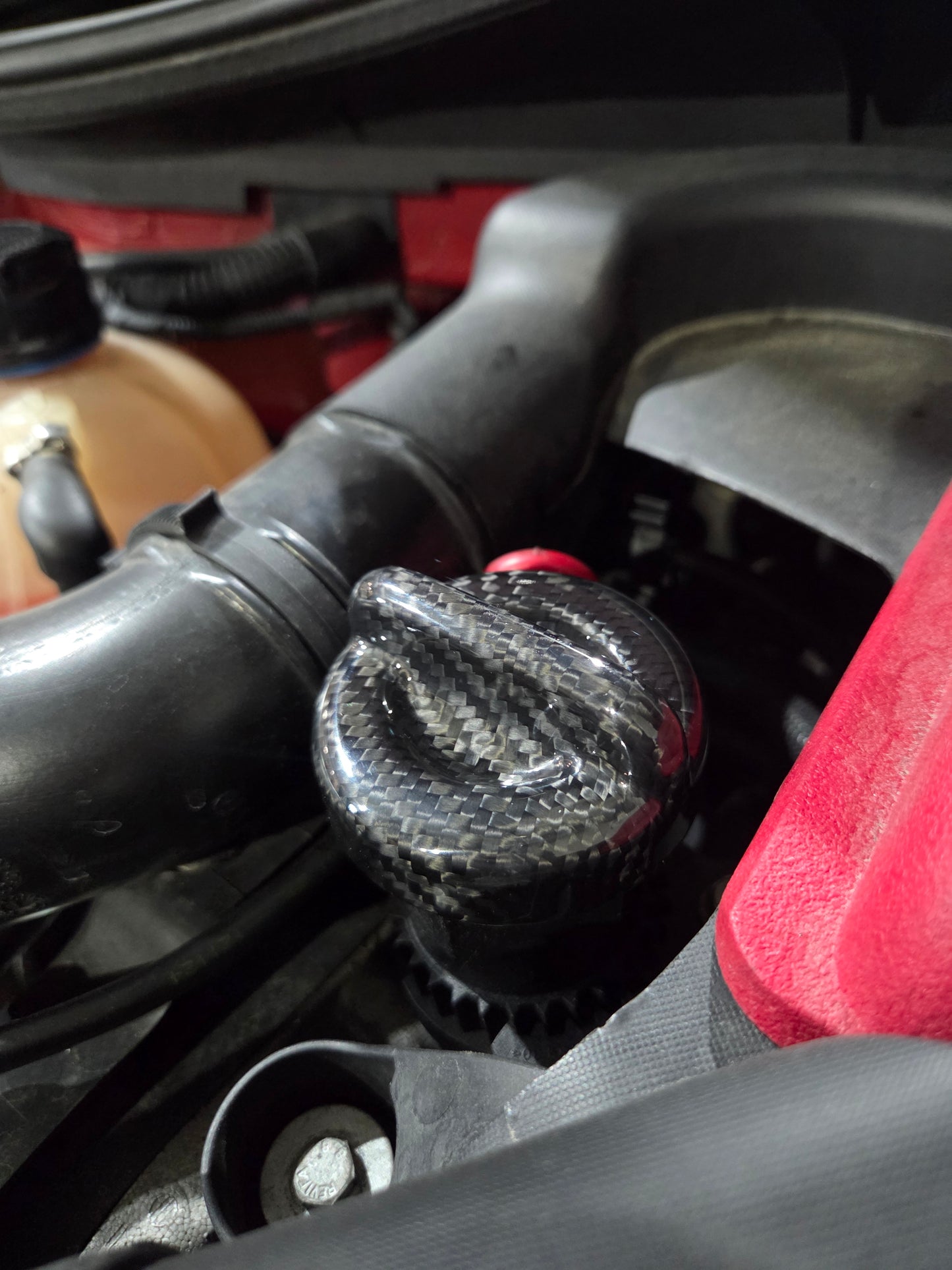 Abarth 500 595 695 Tapones (3) Motor Carbon Fiber Engine Bay Cover Cap Oil, Brake & Water Carbono