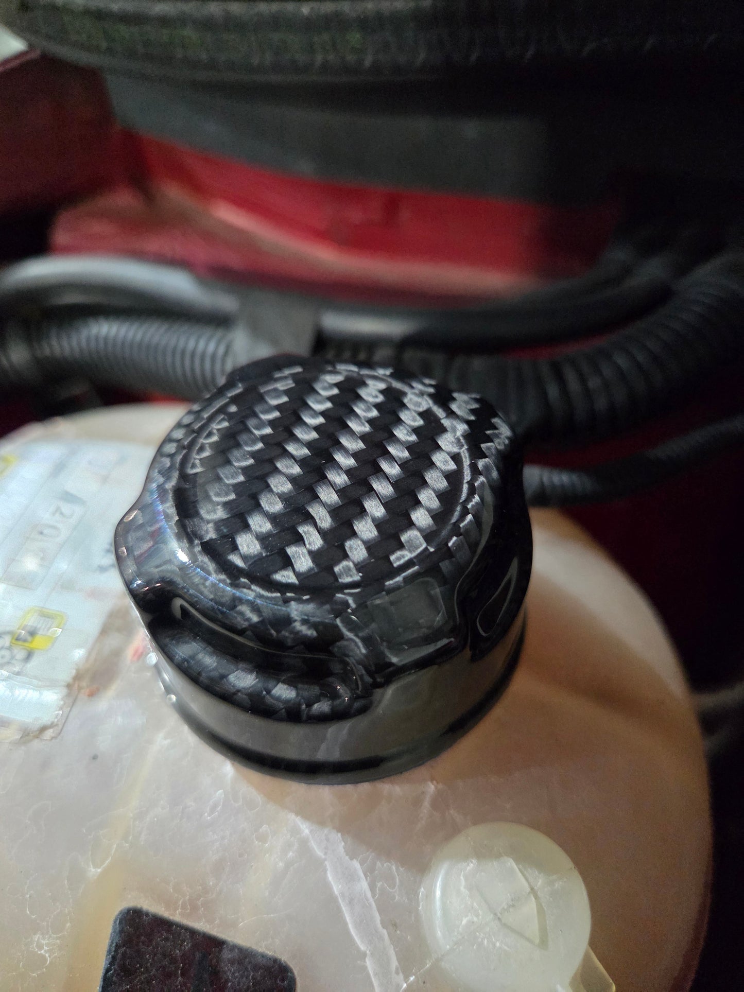 Abarth 500 595 695 Tapones (3) Motor Carbon Fiber Engine Bay Cover Cap Oil, Brake & Water Carbono