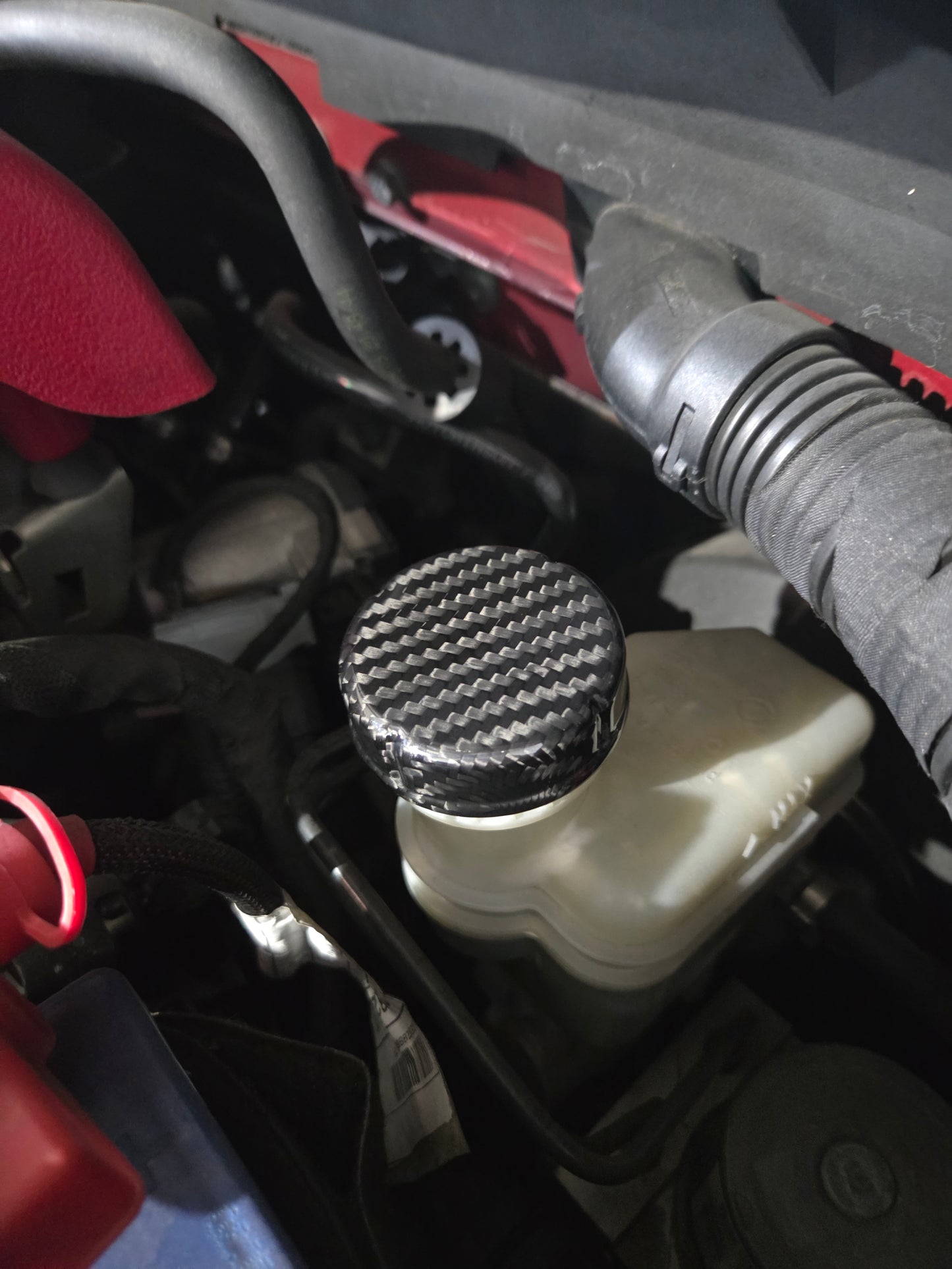 Abarth 500 595 695 Tapones (3) Motor Carbon Fiber Engine Bay Cover Cap Oil, Brake & Water Carbono