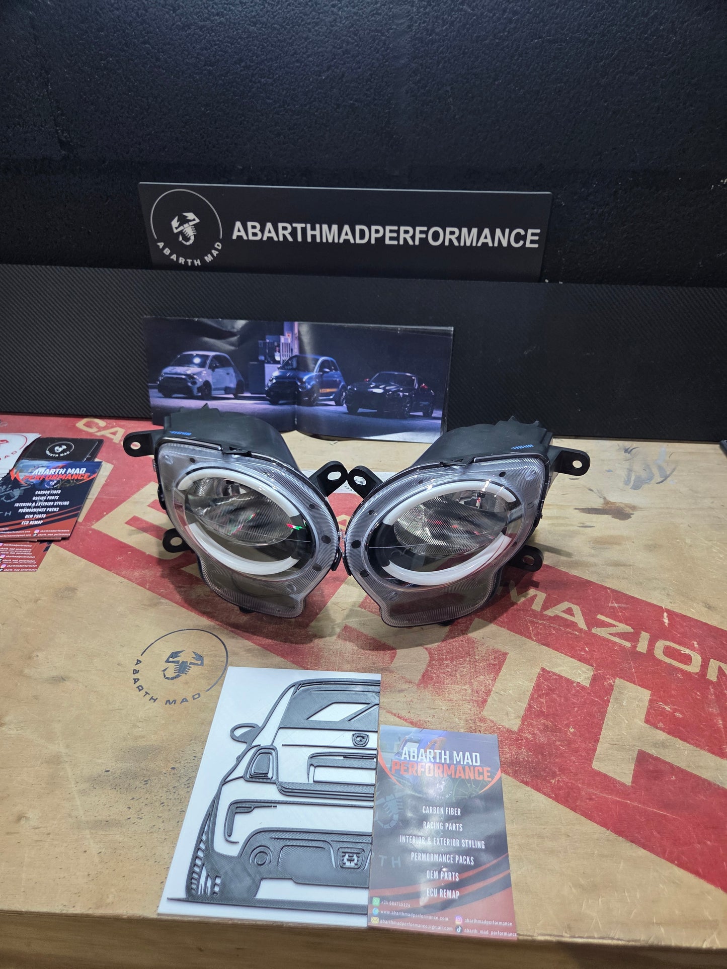 Abarth 500 595 695 Custom Led Painted DRL Daylights Diurnos Faros Lights