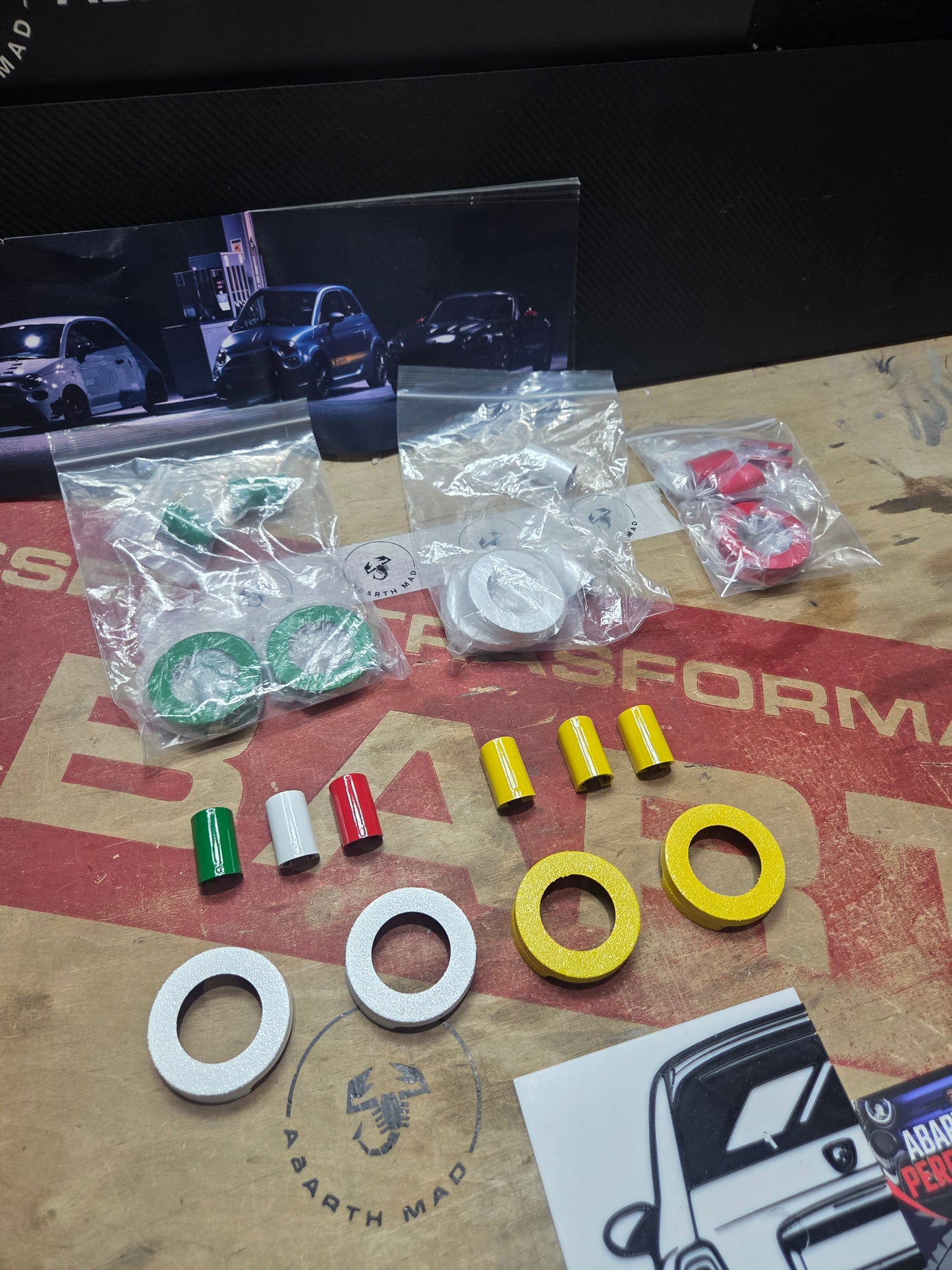 Abarth Cover 3D Fendinebbia Colori o effetto carbonio