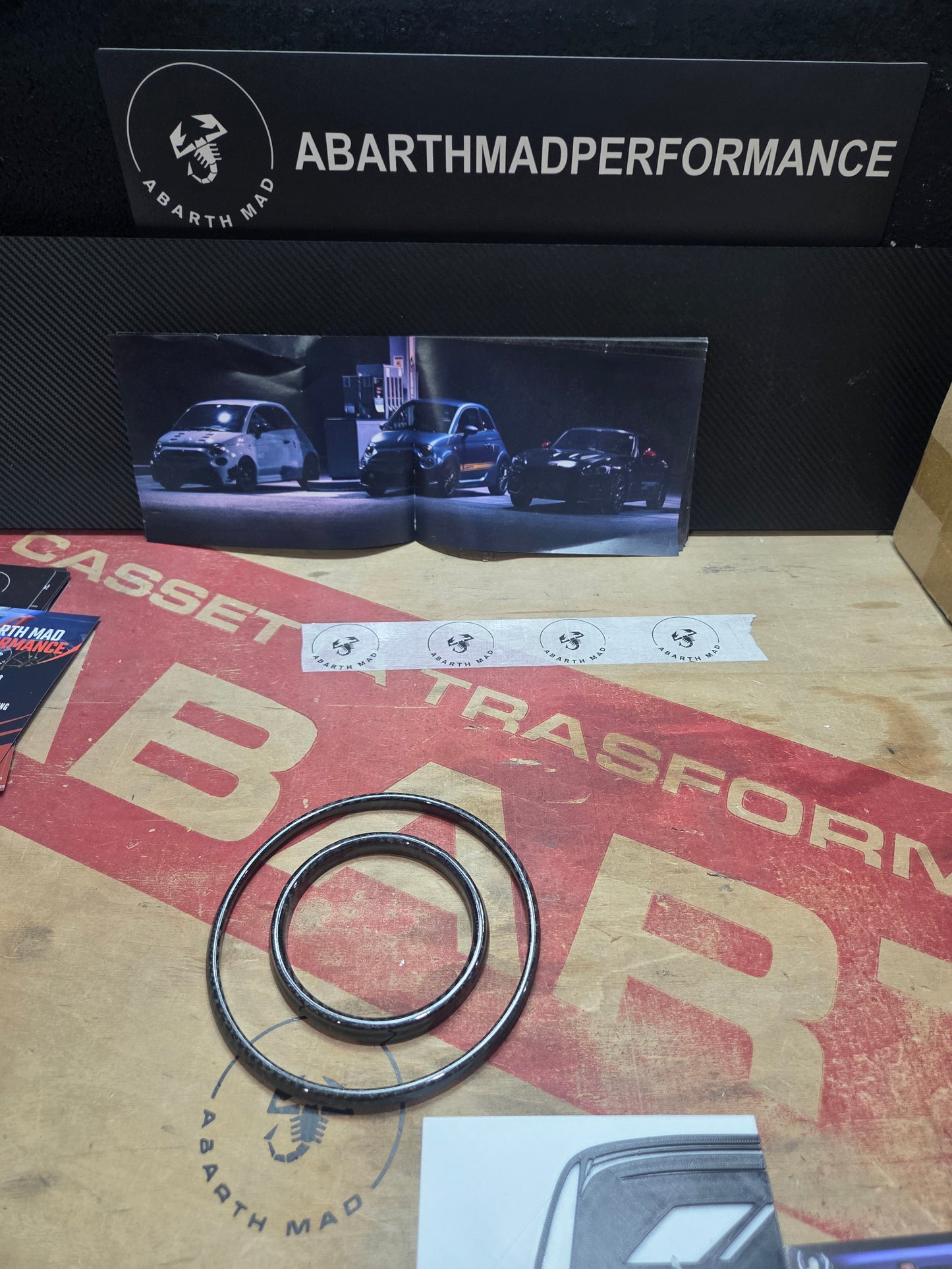 Abarth 2015-2024 Digital TFT Aros Carbono Carbon Fiber Tachometer Rings