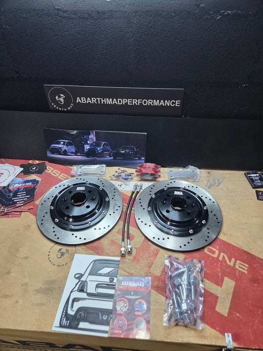 Abarth 500 Kit (2) Discos Perforados Traseros Mejorados Frenada 305mm Advanced Rear Disc Set