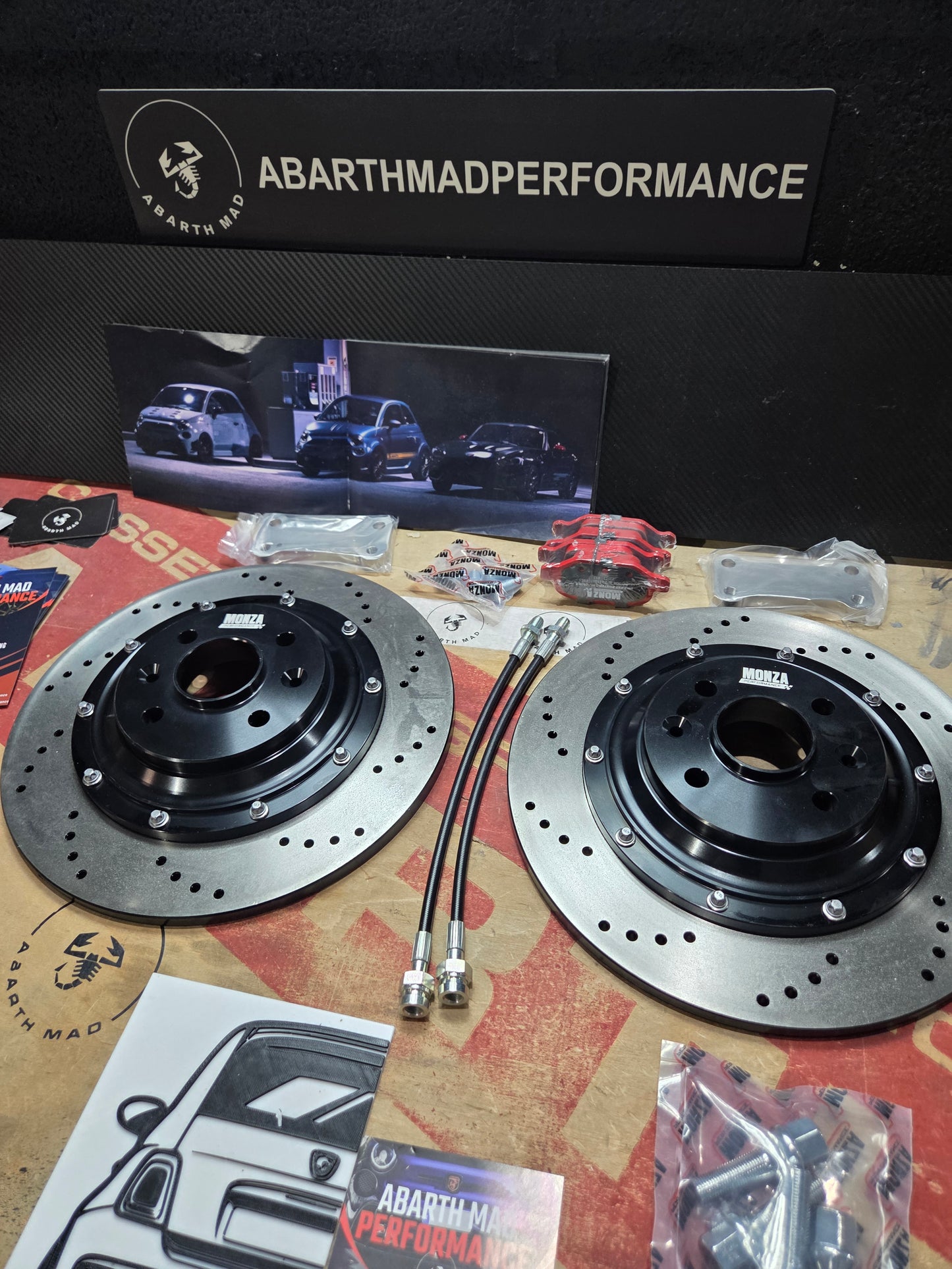 Abarth 500 Kit (2) Discos Perforados Traseros Mejorados Frenada 305mm Advanced Rear Disc Set