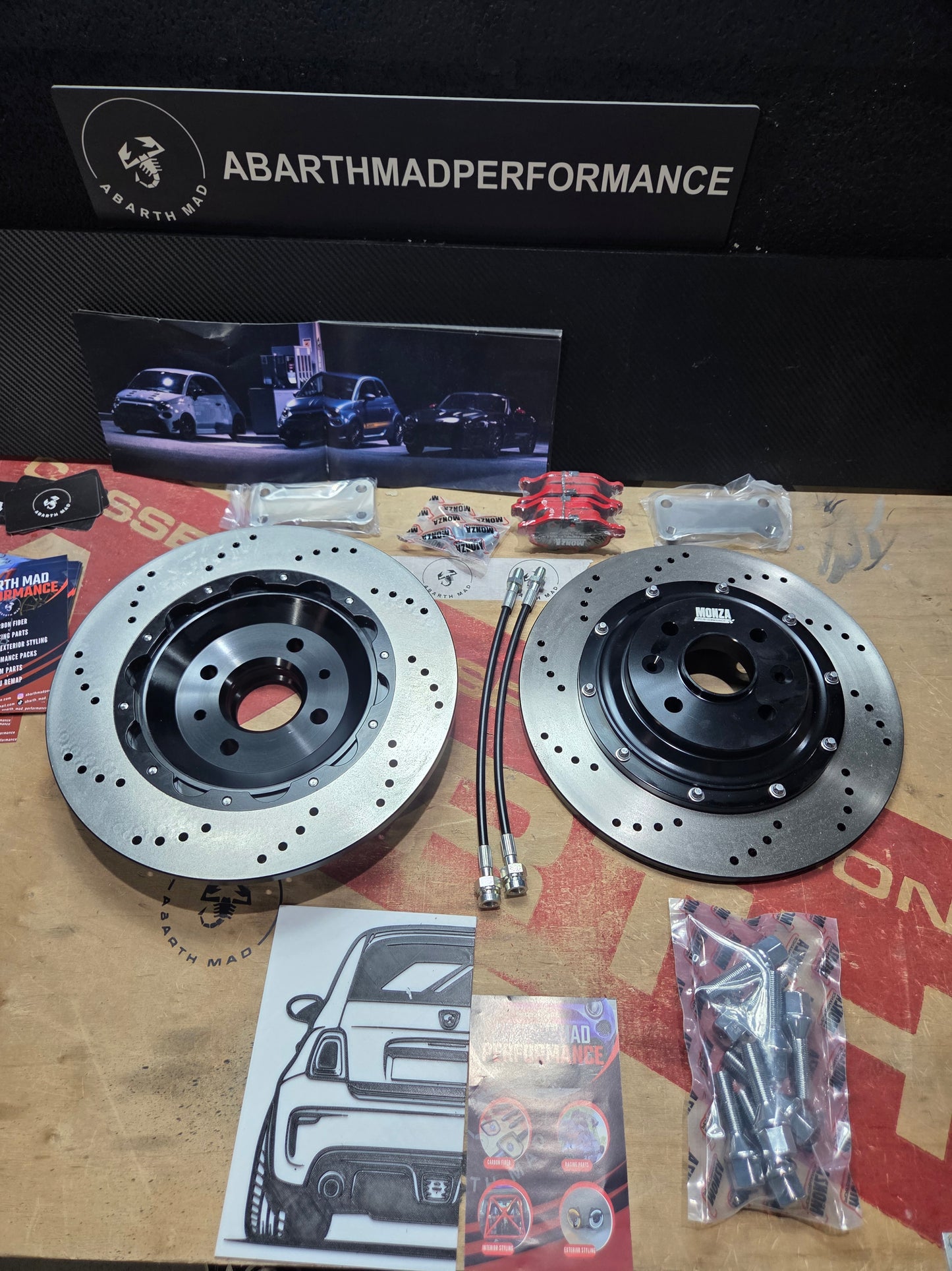 Abarth 500 Kit (2) Discos Perforados Traseros Mejorados Frenada 305mm Advanced Rear Disc Set