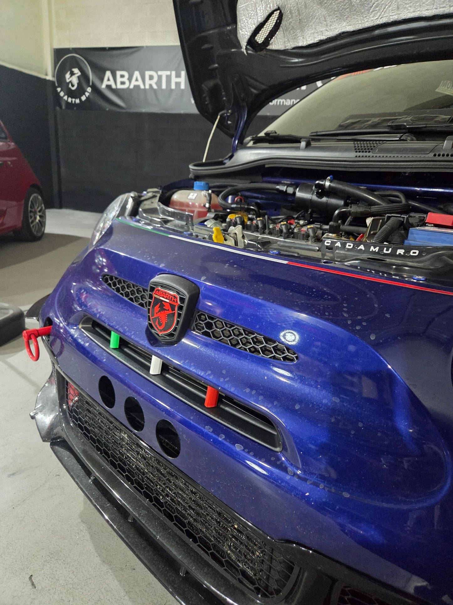 Abarth 2016+ Restyling Italia 🇮🇹 Bumper 3D Insert Grille Rejilla Cover Bandera