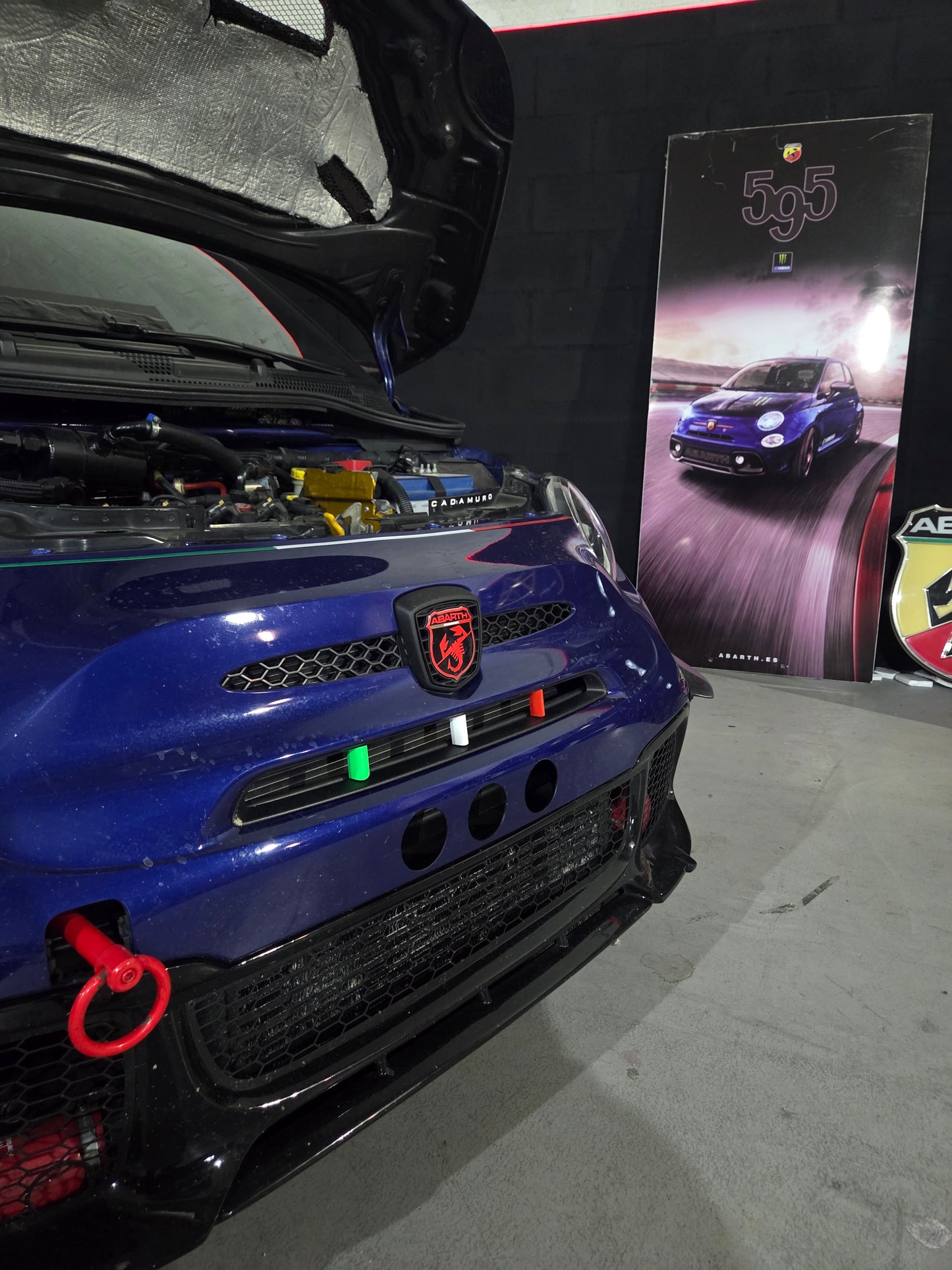 Abarth 2016+ Restyling Italia 🇮🇹 Bumper 3D Insert Grille Rejilla Cover Bandera