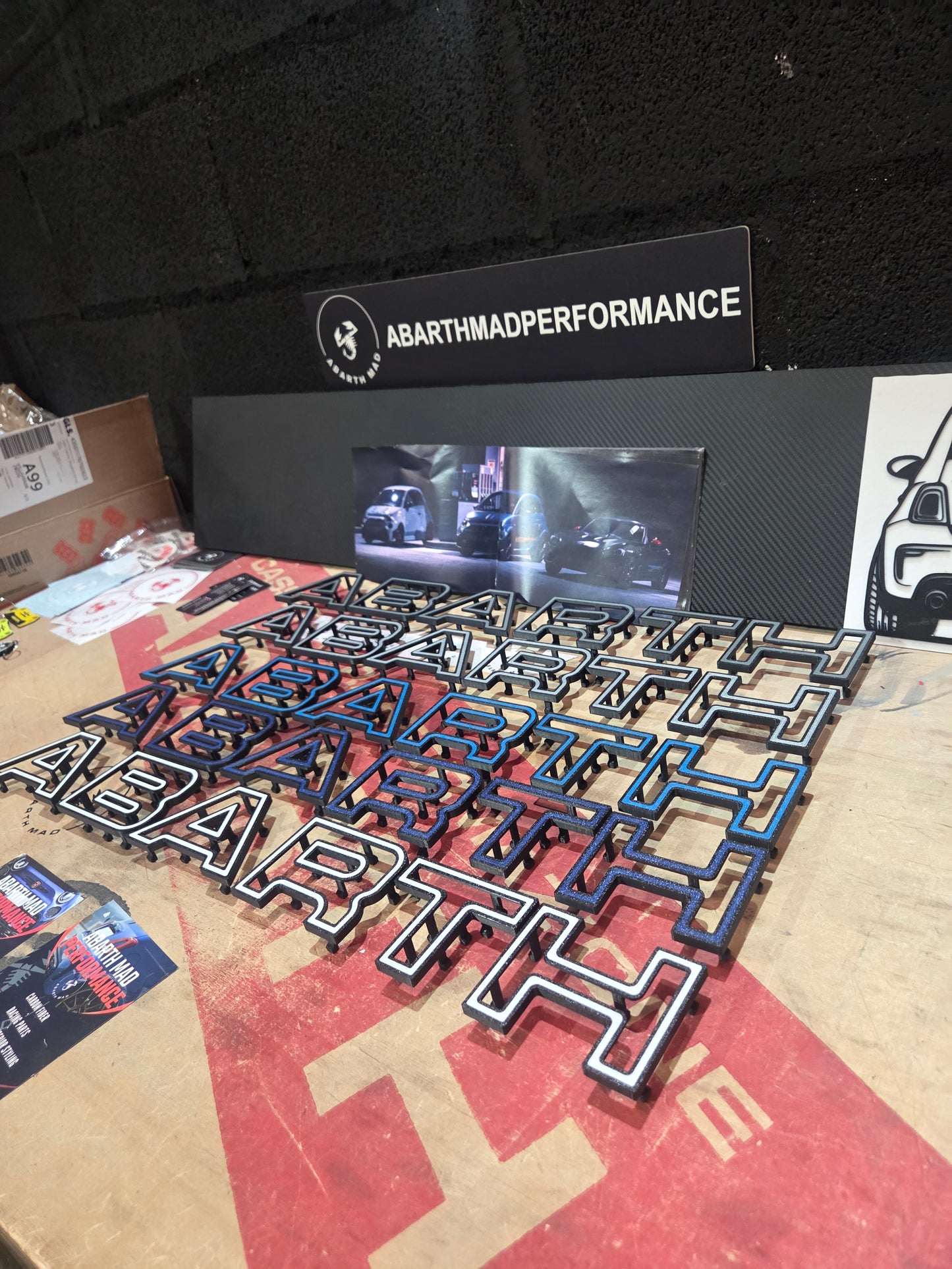 New!! Abarth 2016+ Restyling 3D Easy Fit Letras Clip Letters Front Bumper Grille Rejilla Delantera