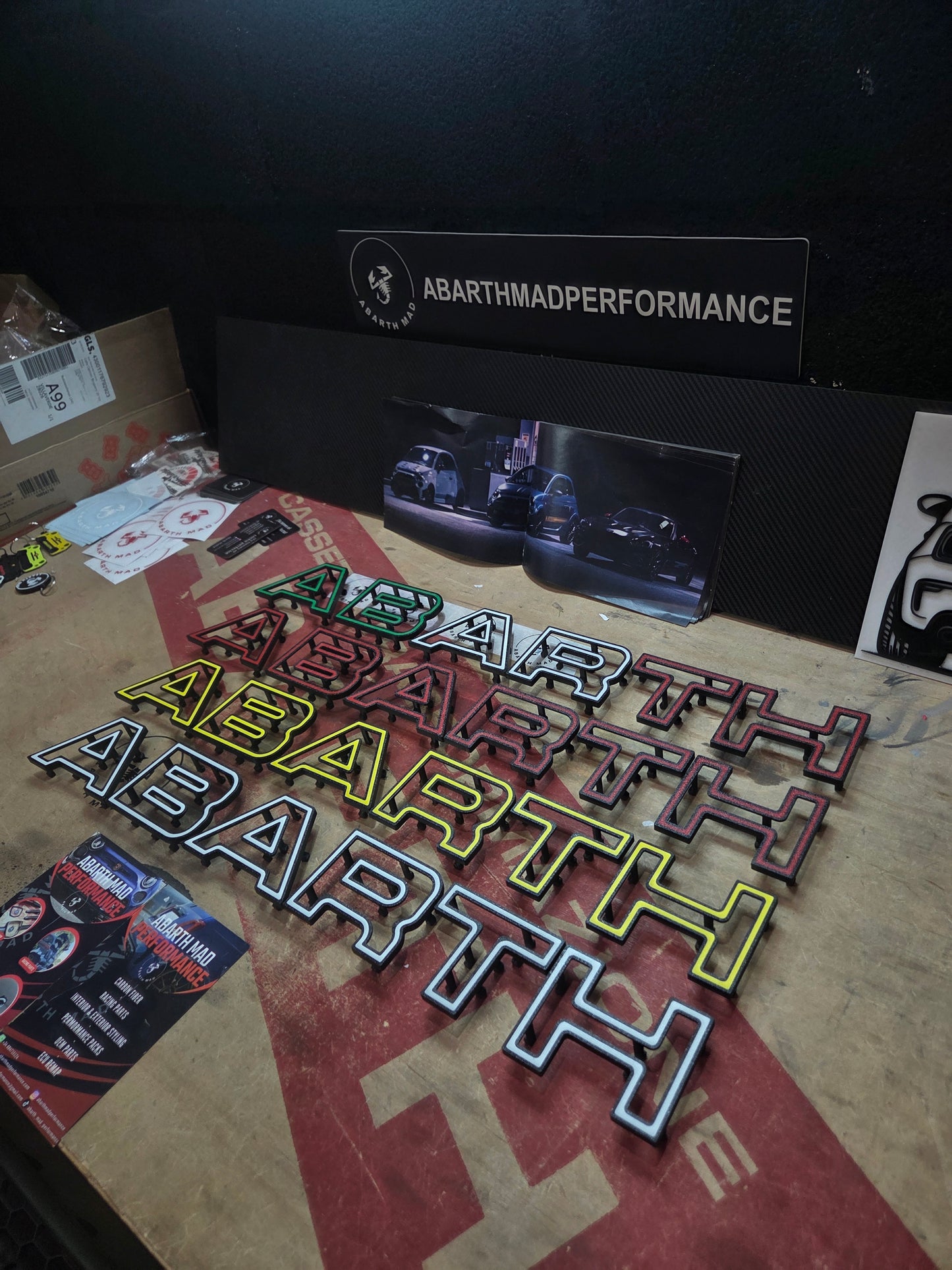 New!! Abarth 2016+ Restyling 3D Easy Fit Letras Clip Letters Front Bumper Grille Rejilla Delantera