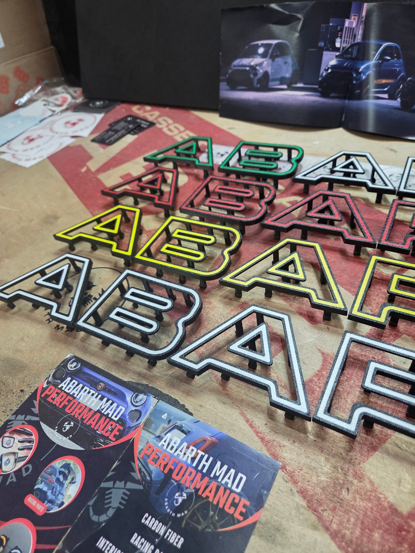 New!! Abarth 2016+ Restyling 3D Easy Fit Letras Clip Letters Front Bumper Grille Rejilla Delantera