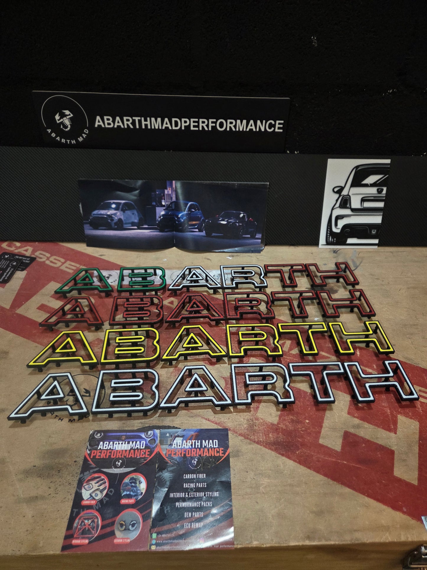 New!! Abarth 2016+ Restyling 3D Easy Fit Letras Clip Letters Front Bumper Grille Rejilla Delantera