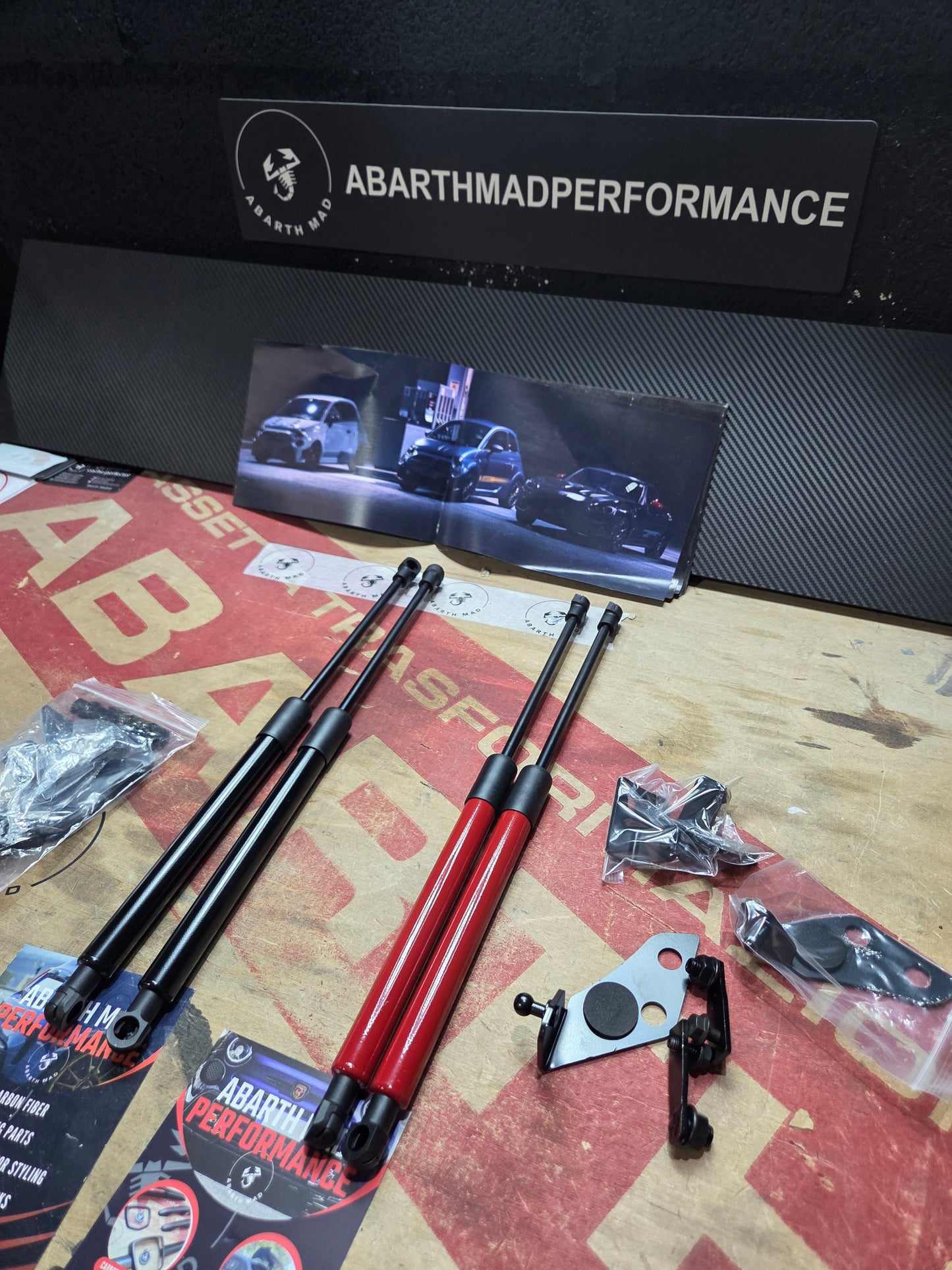 Abarth Fiat 500 500e Hood Struts Amortiguadores de Capó ⚫️🔴