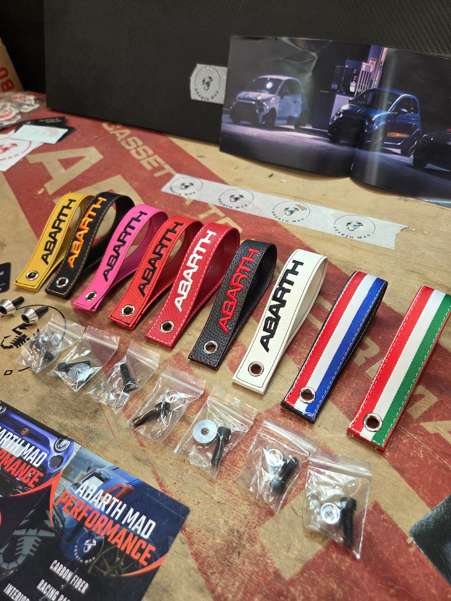 Abarth Fiat Trunk Baule Handle Tirador Maletero Piel Leather