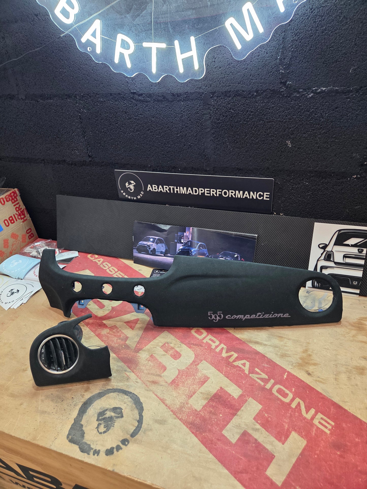 Abarth Fiat Dashboard Upholstered Dash Custom Leather Alcantara