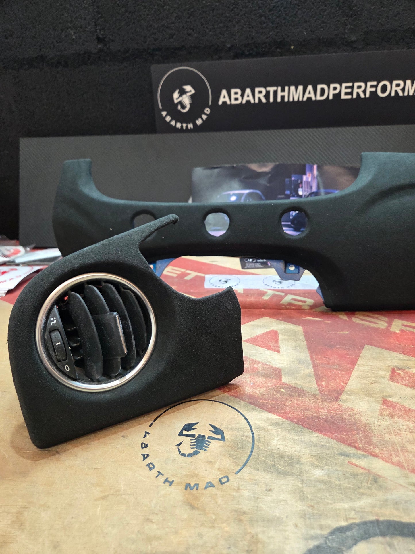 Abarth Fiat Dashboard Upholstered Dash Custom Leather Alcantara