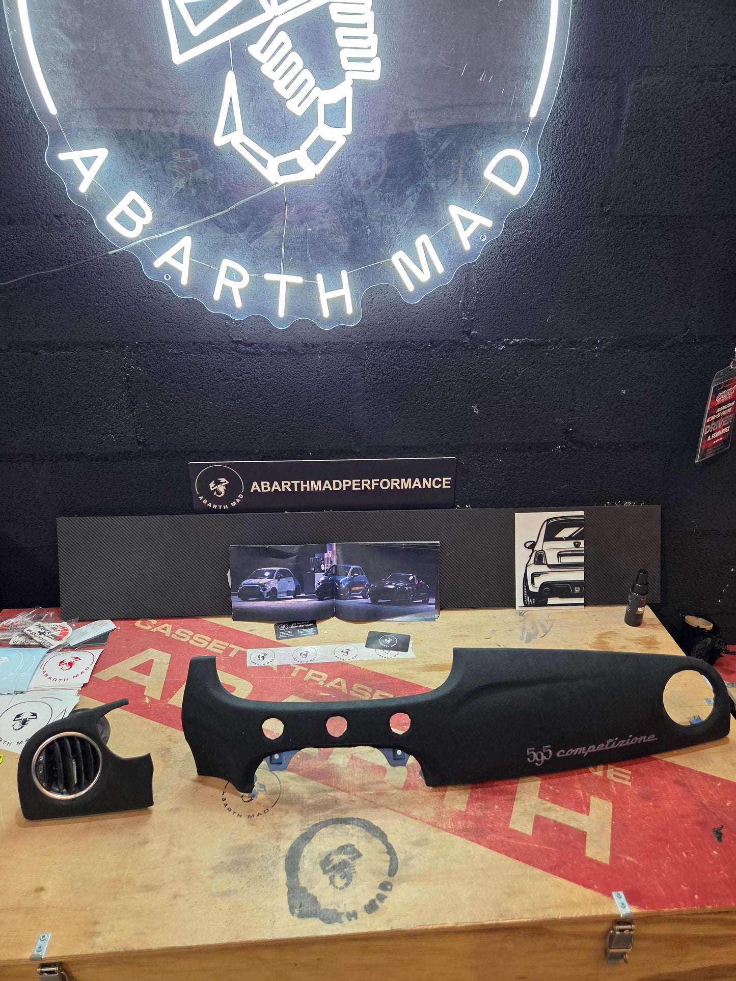Abarth Fiat Dashboard Upholstered Dash Custom Leather Alcantara